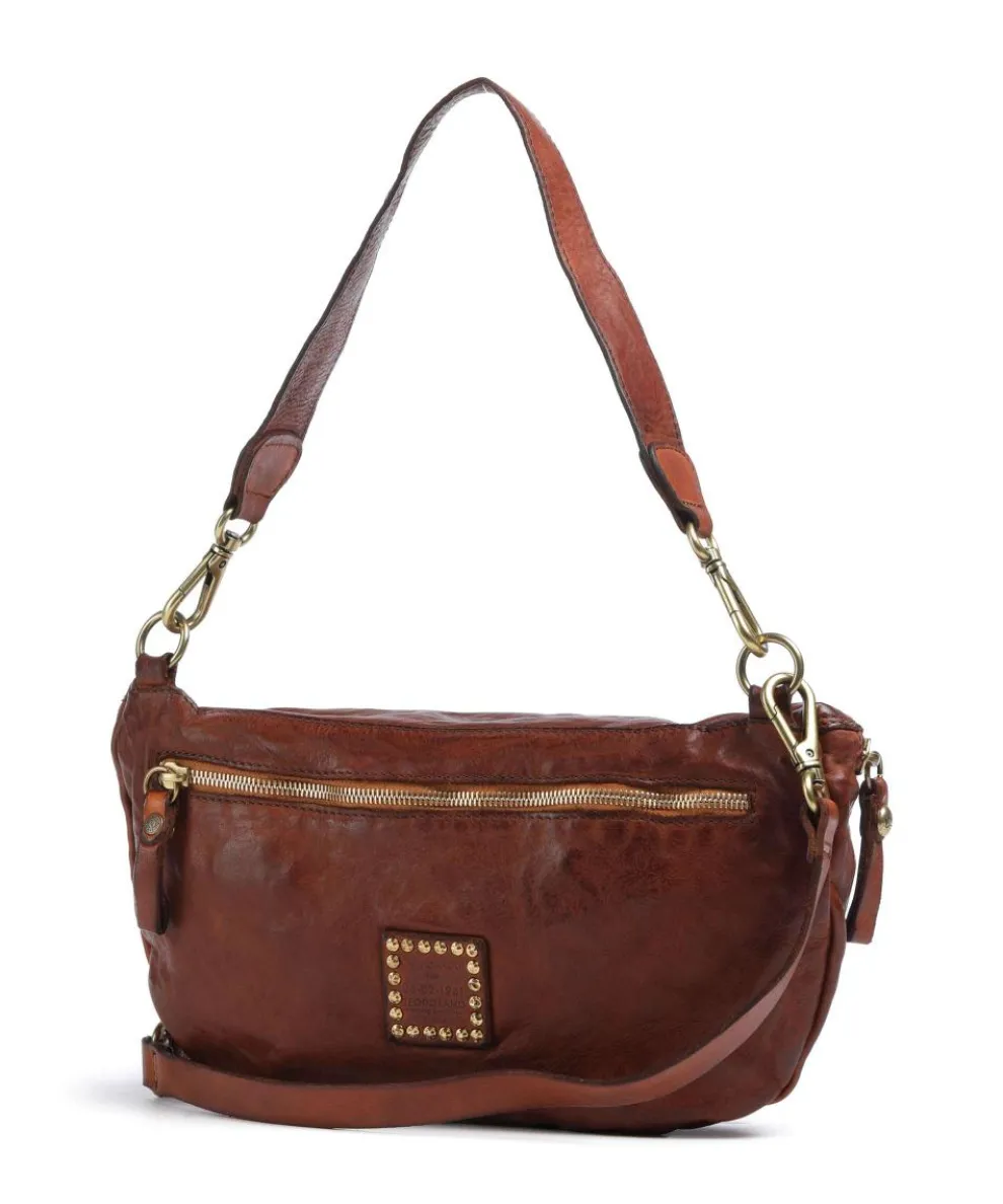 Schultertasche fein genarbtes Rindsleder cognac