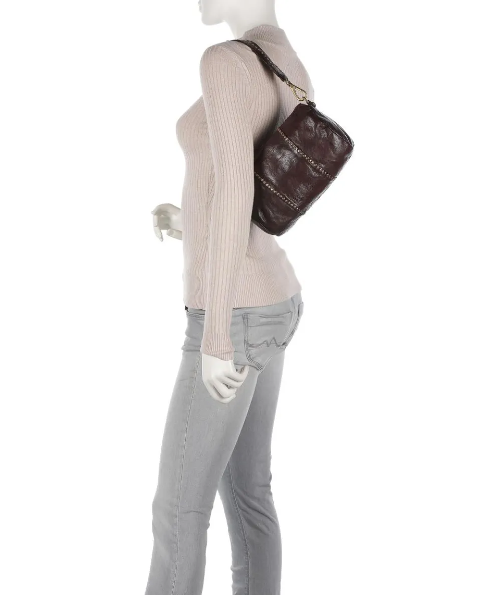 Schultertasche fein genarbtes Rindsleder dunkelbraun