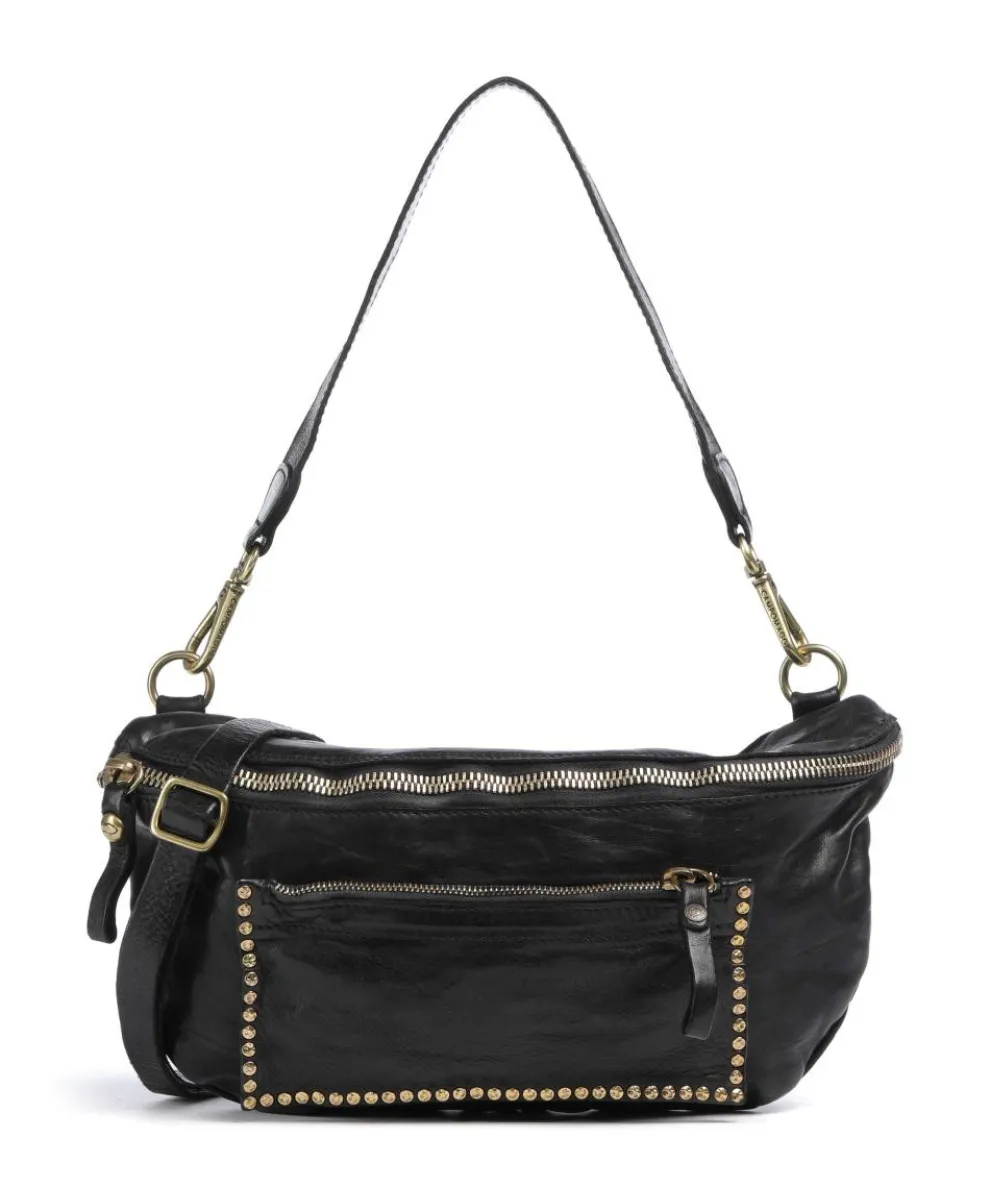 Schultertasche fein genarbtes Rindsleder schwarz