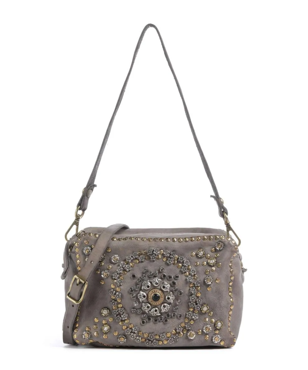 Schultertasche fein genarbtes Kalbsleder grau