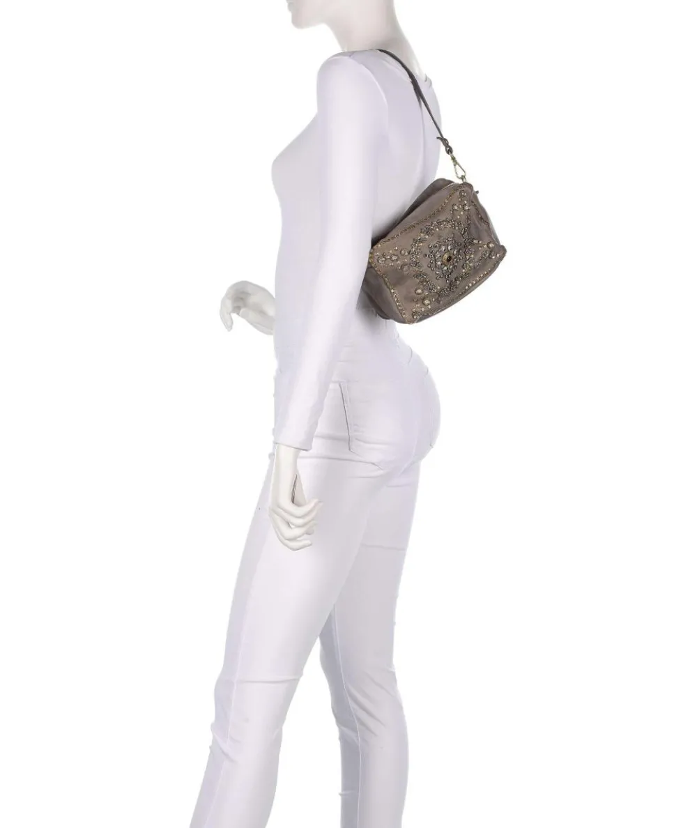 Schultertasche fein genarbtes Kalbsleder grau