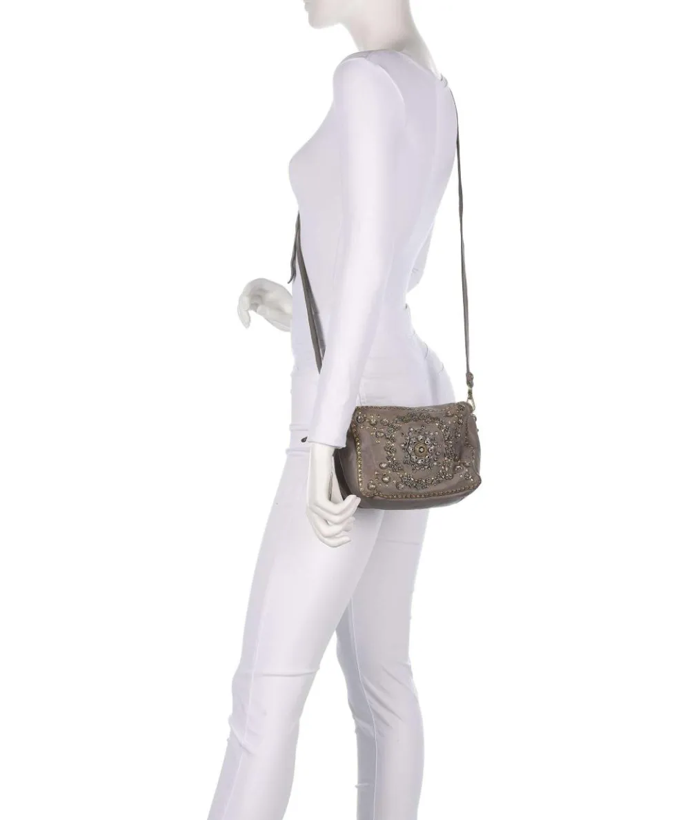 Schultertasche fein genarbtes Kalbsleder grau