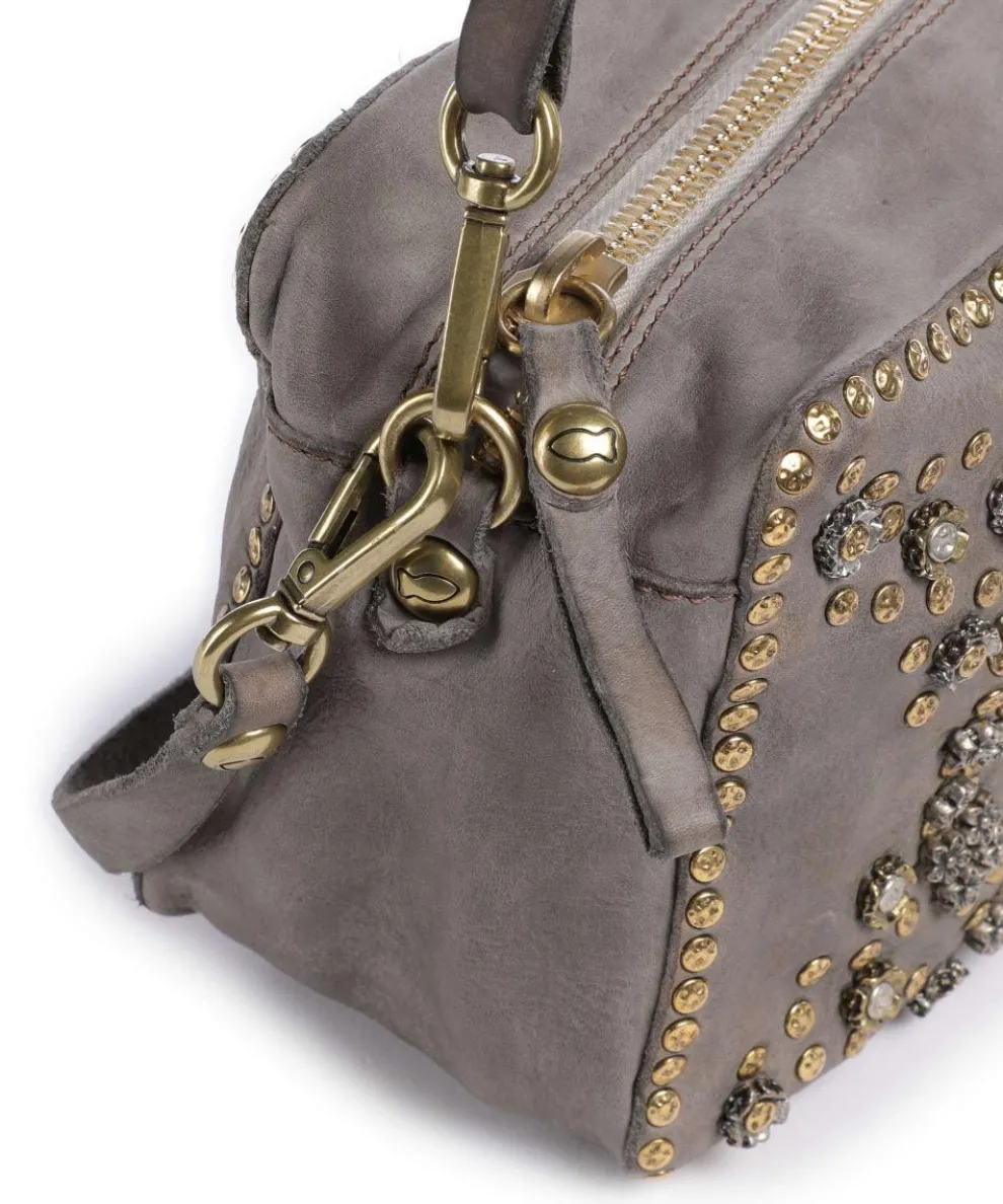 Schultertasche fein genarbtes Kalbsleder grau