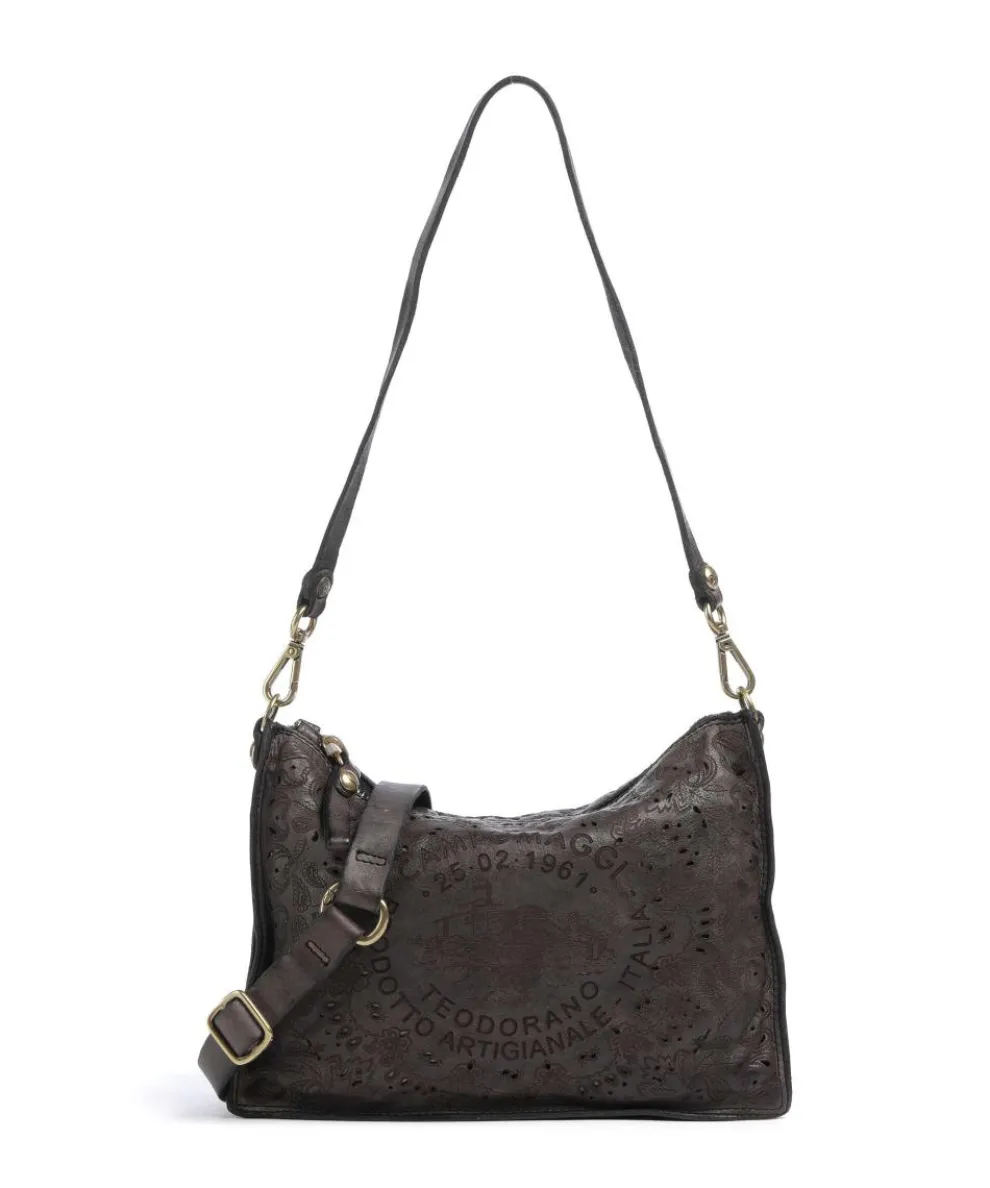 Schultertasche fein genarbtes Rindsleder dunkelgrau