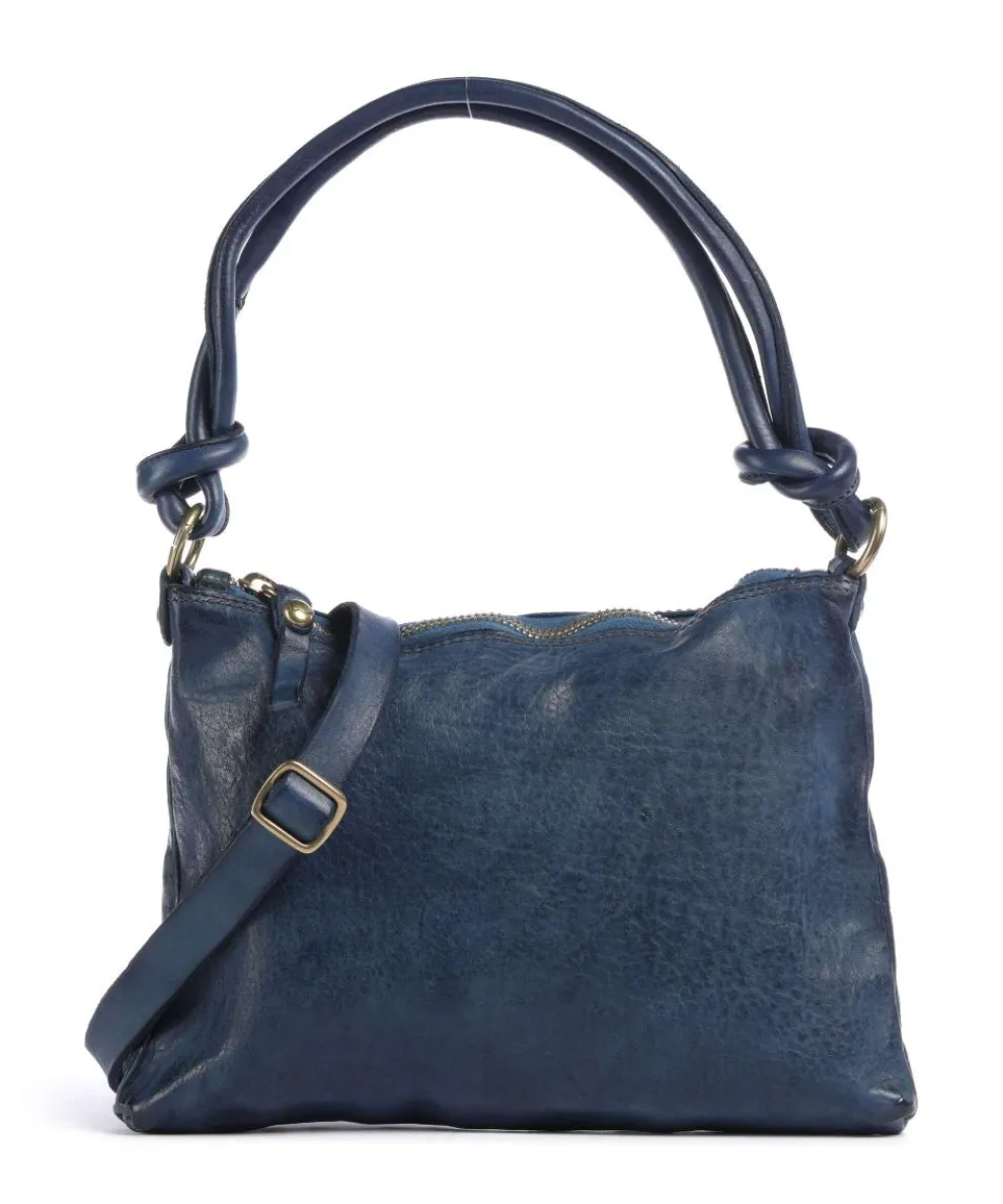 Schultertasche genarbtes Rindsleder dunkelblau