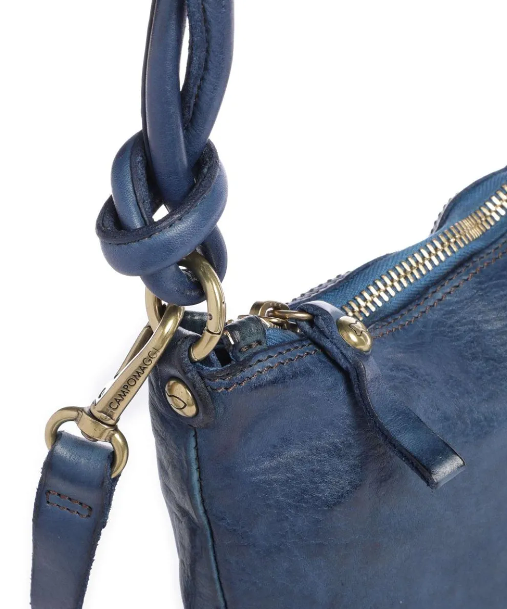 Schultertasche genarbtes Rindsleder dunkelblau