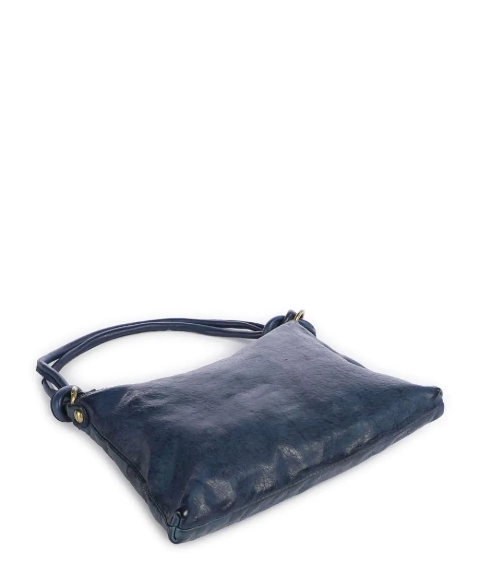 Schultertasche genarbtes Rindsleder dunkelblau