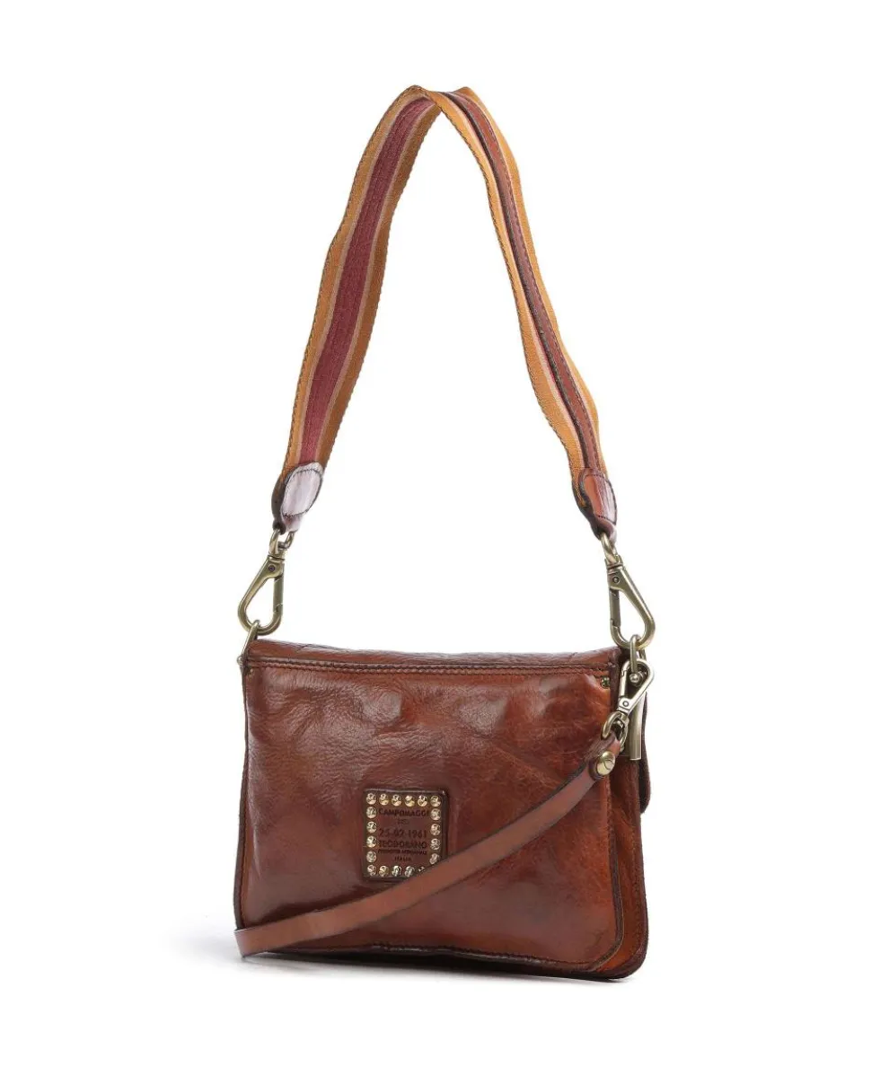 Schultertasche genarbtes Rindsleder cognac