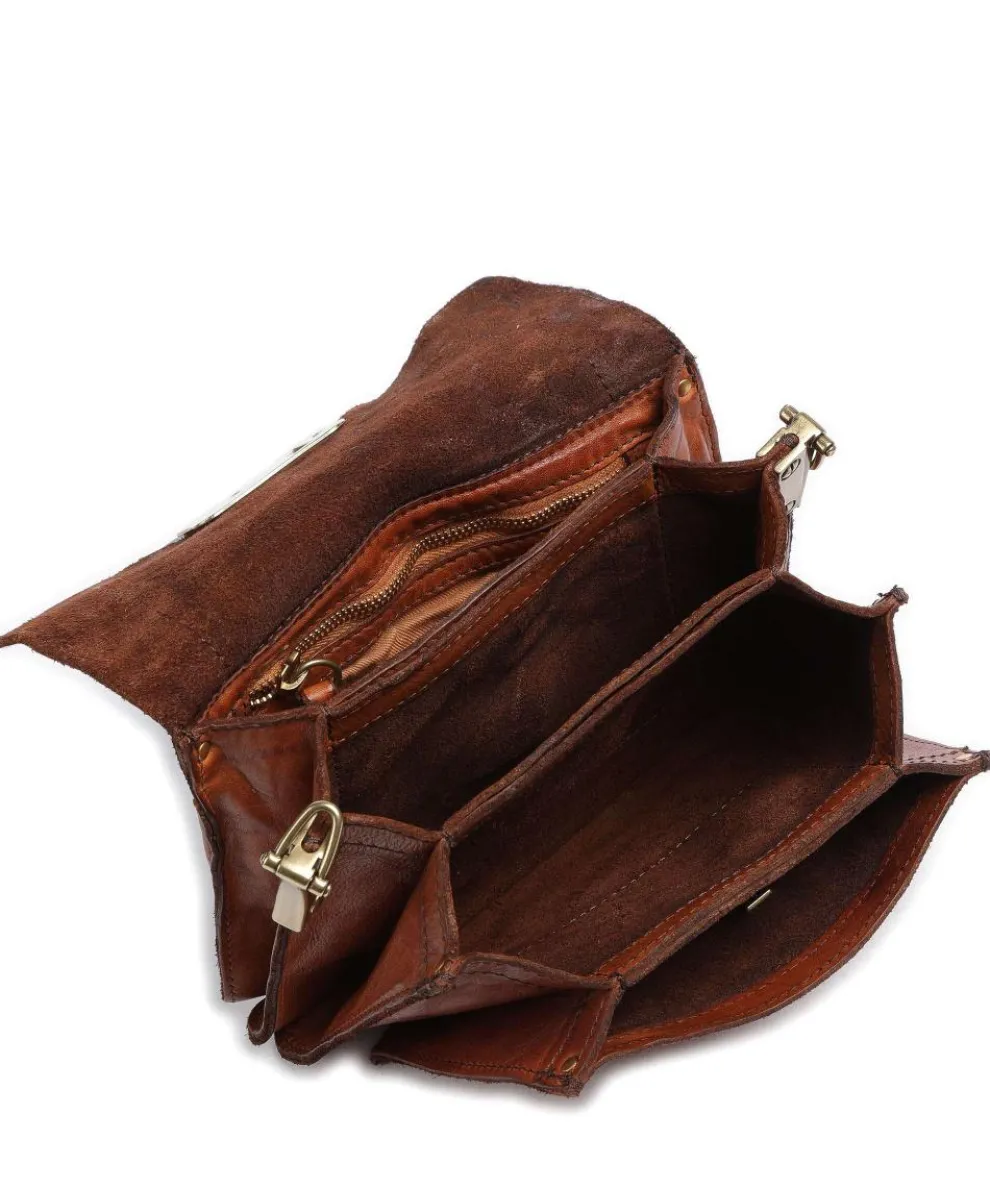 Schultertasche genarbtes Rindsleder cognac