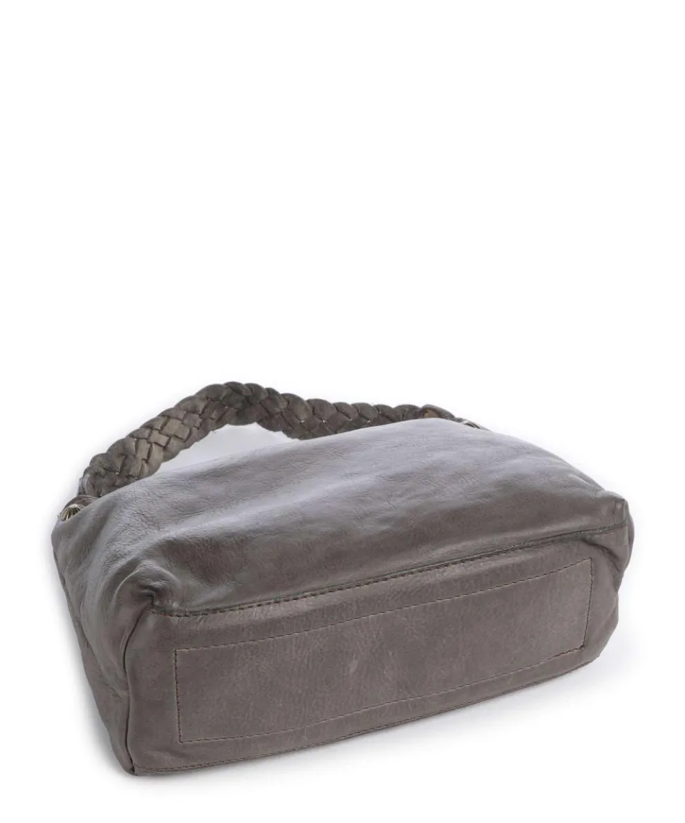 Schultertasche genarbtes Rindsleder dunkelgrau