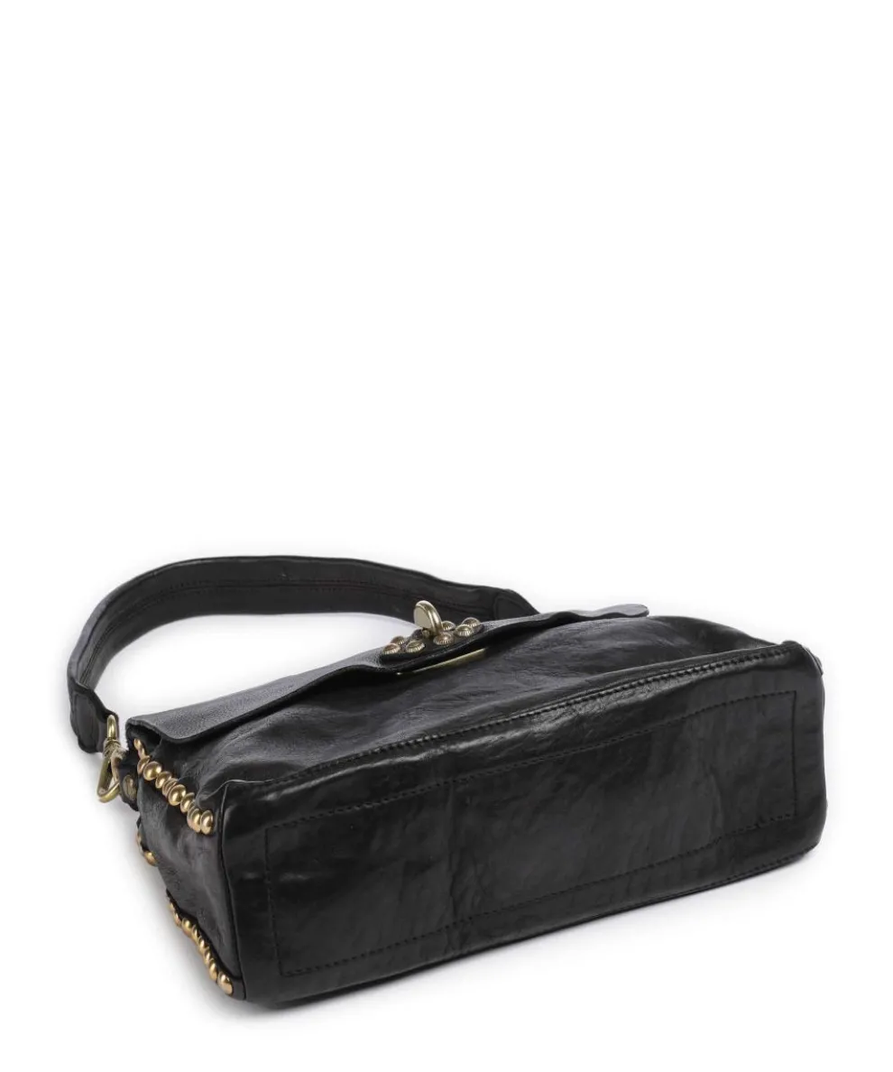 Schultertasche genarbtes Rindsleder schwarz