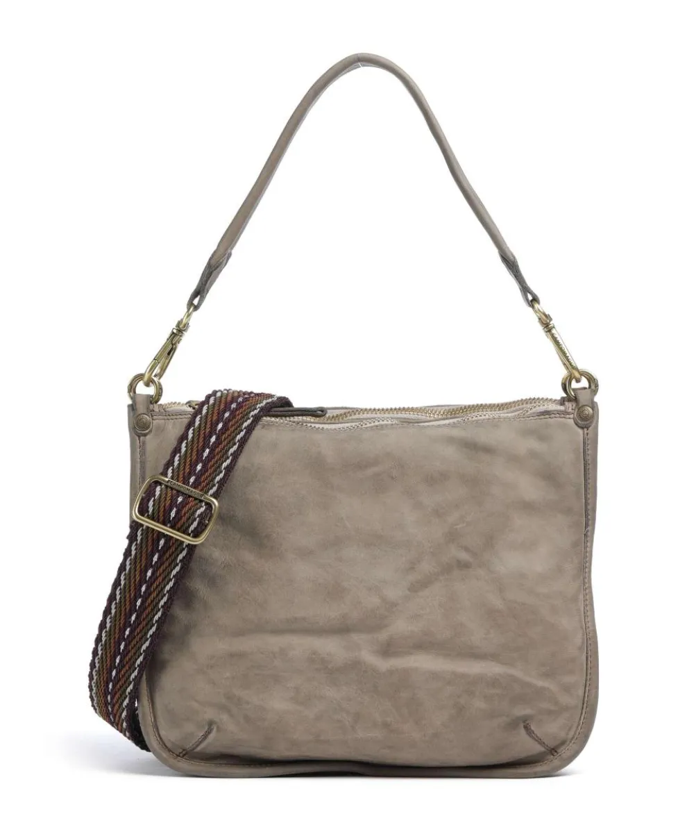 Schultertasche genarbtes Rindsleder beige