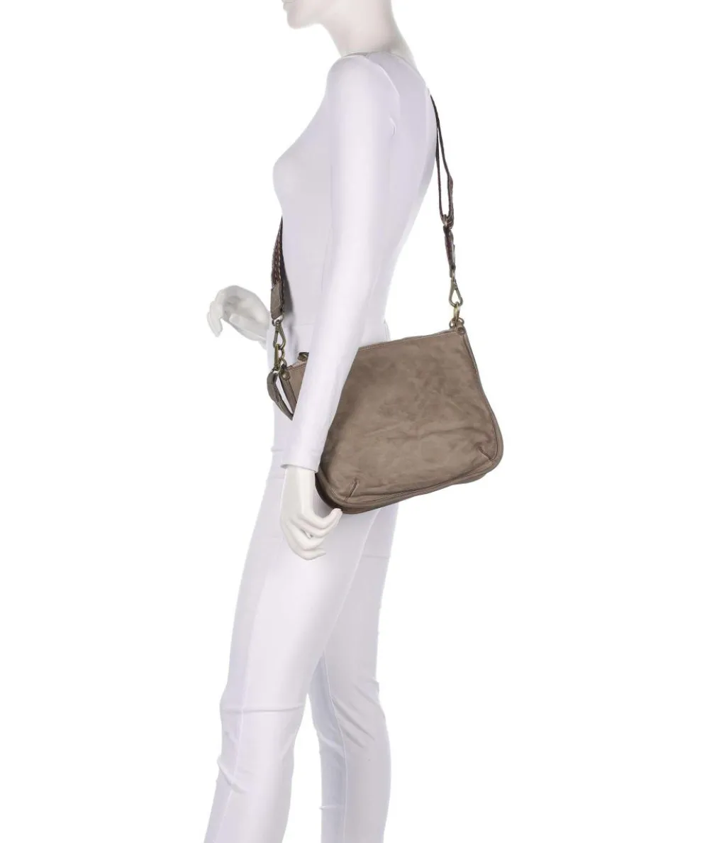 Schultertasche genarbtes Rindsleder beige