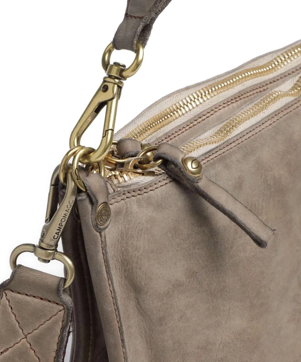 Schultertasche genarbtes Rindsleder beige