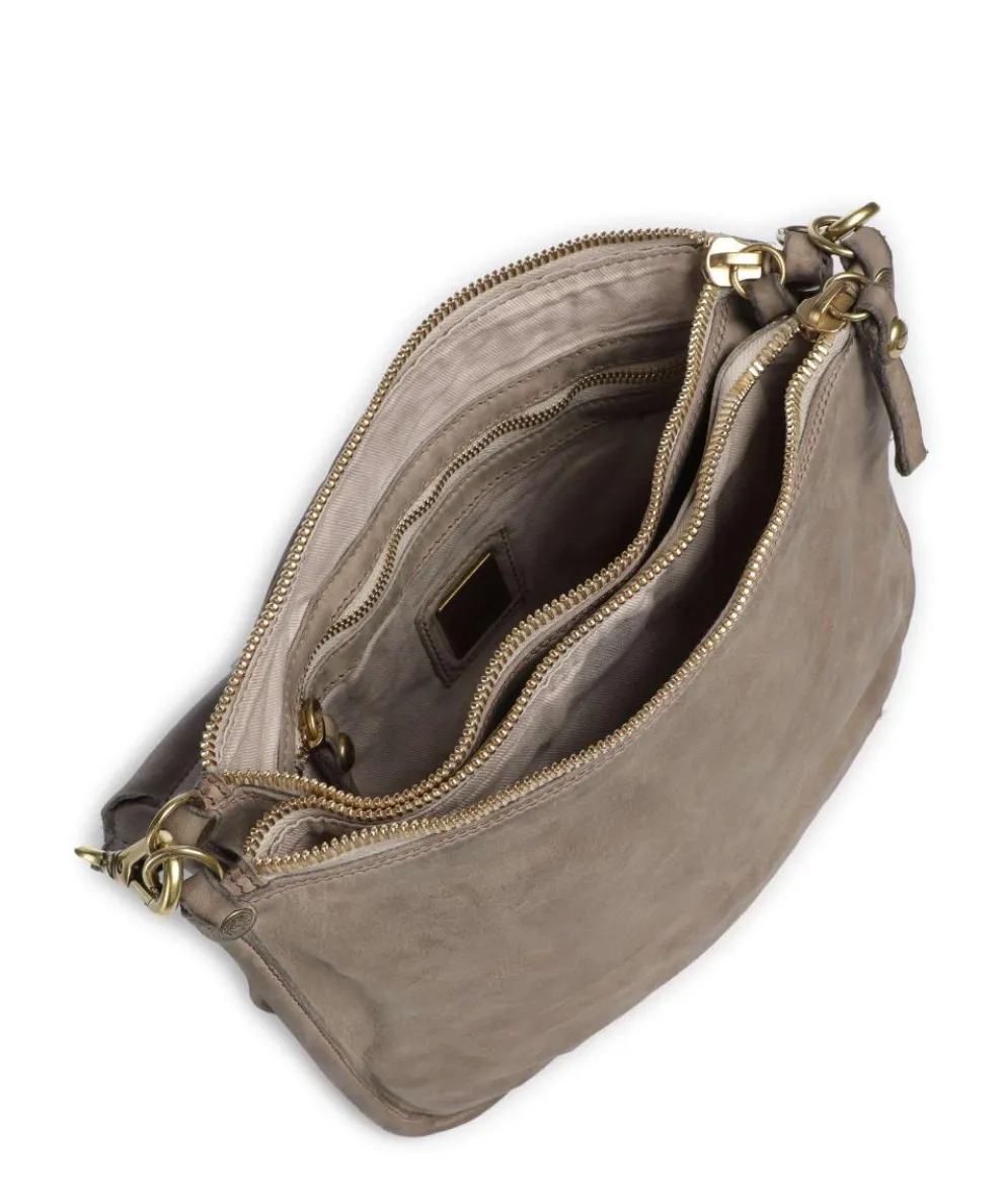 Schultertasche genarbtes Rindsleder beige