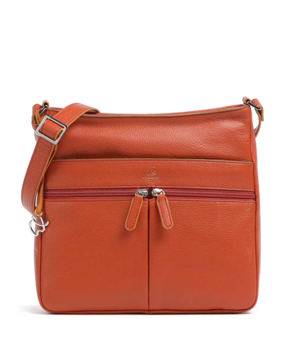 Schultertasche genarbtes Rindsleder terrakotta