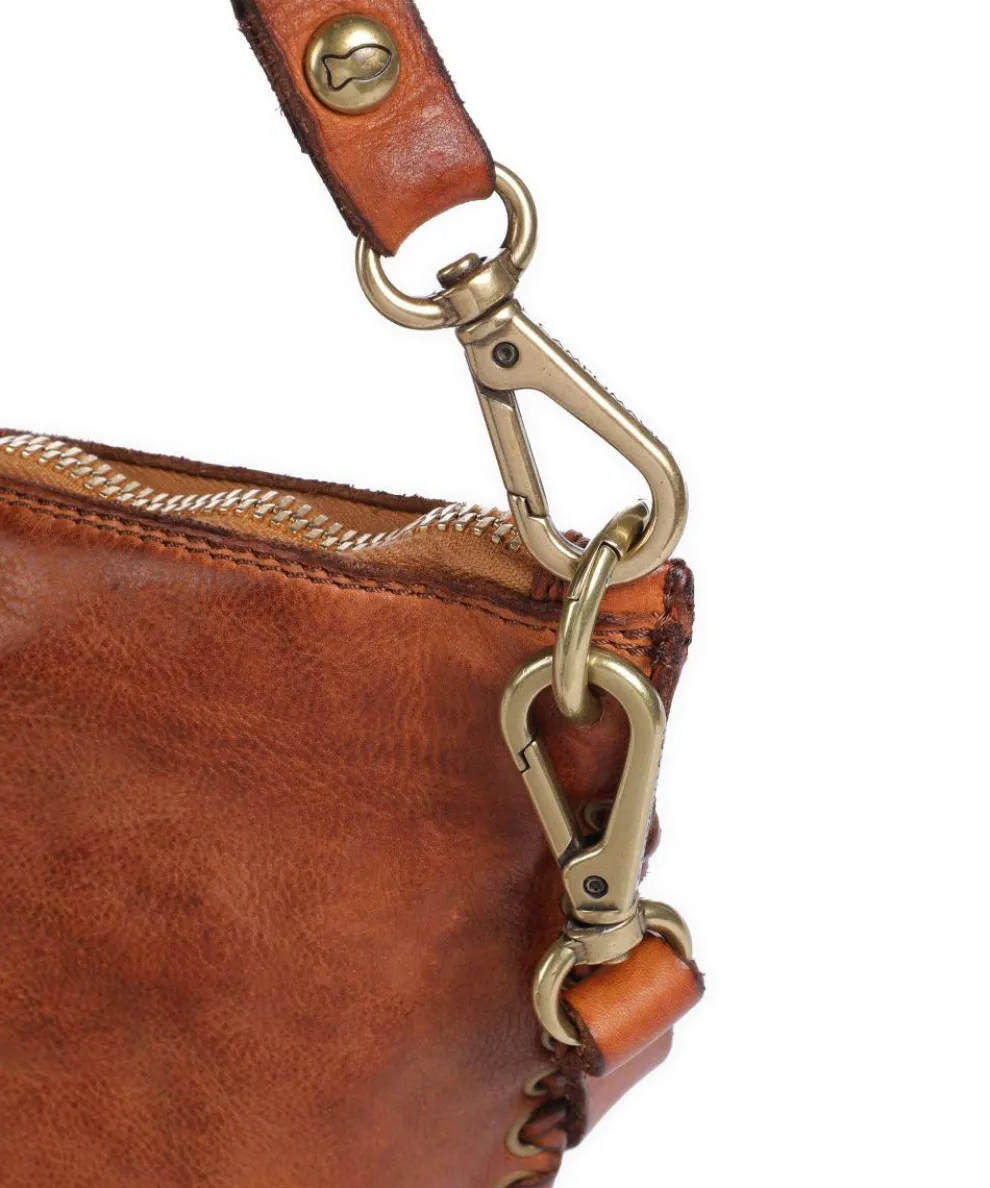 Schultertasche genarbtes Rindsleder cognac