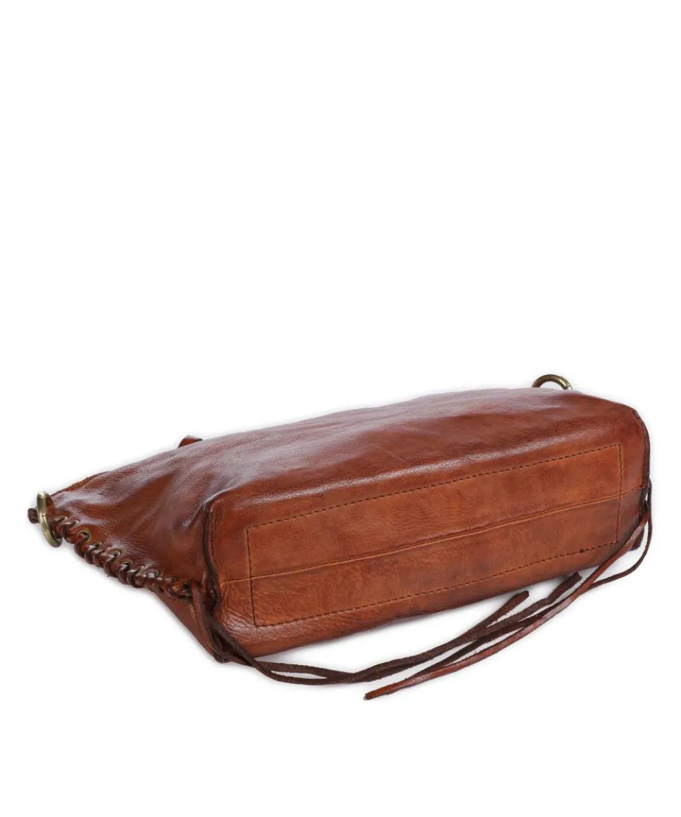 Schultertasche genarbtes Rindsleder cognac