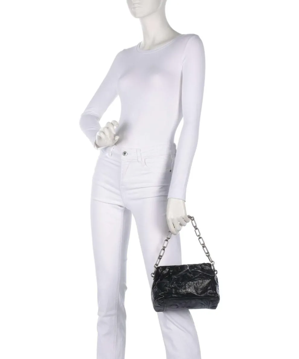 Schultertasche Lederimitat schwarz