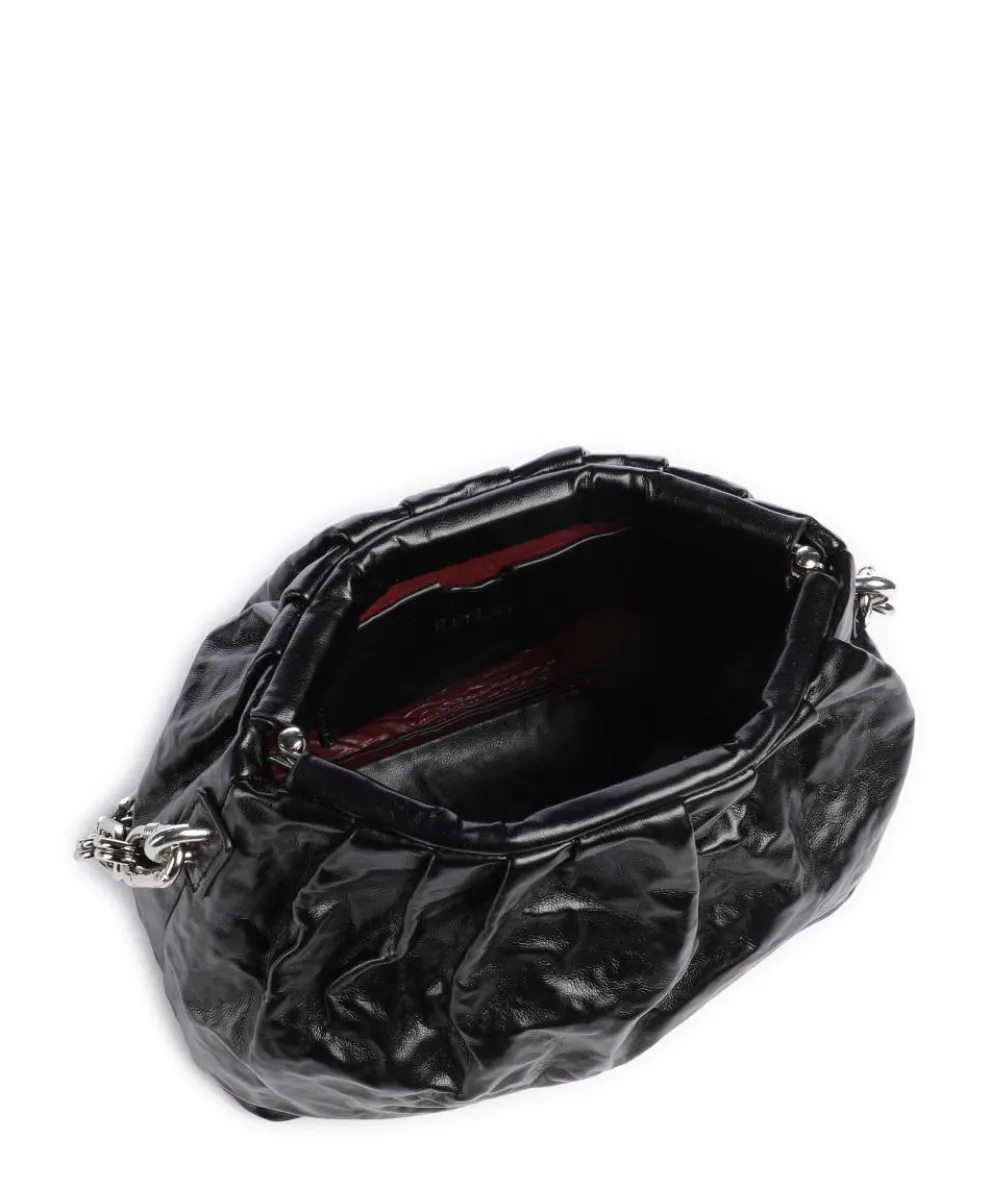 Schultertasche Lederimitat schwarz