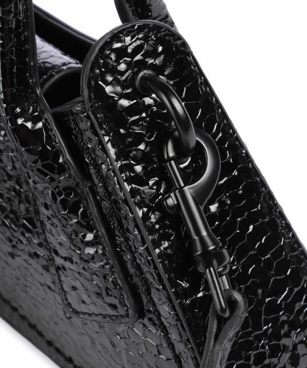 Schultertasche Lederimitat schwarz