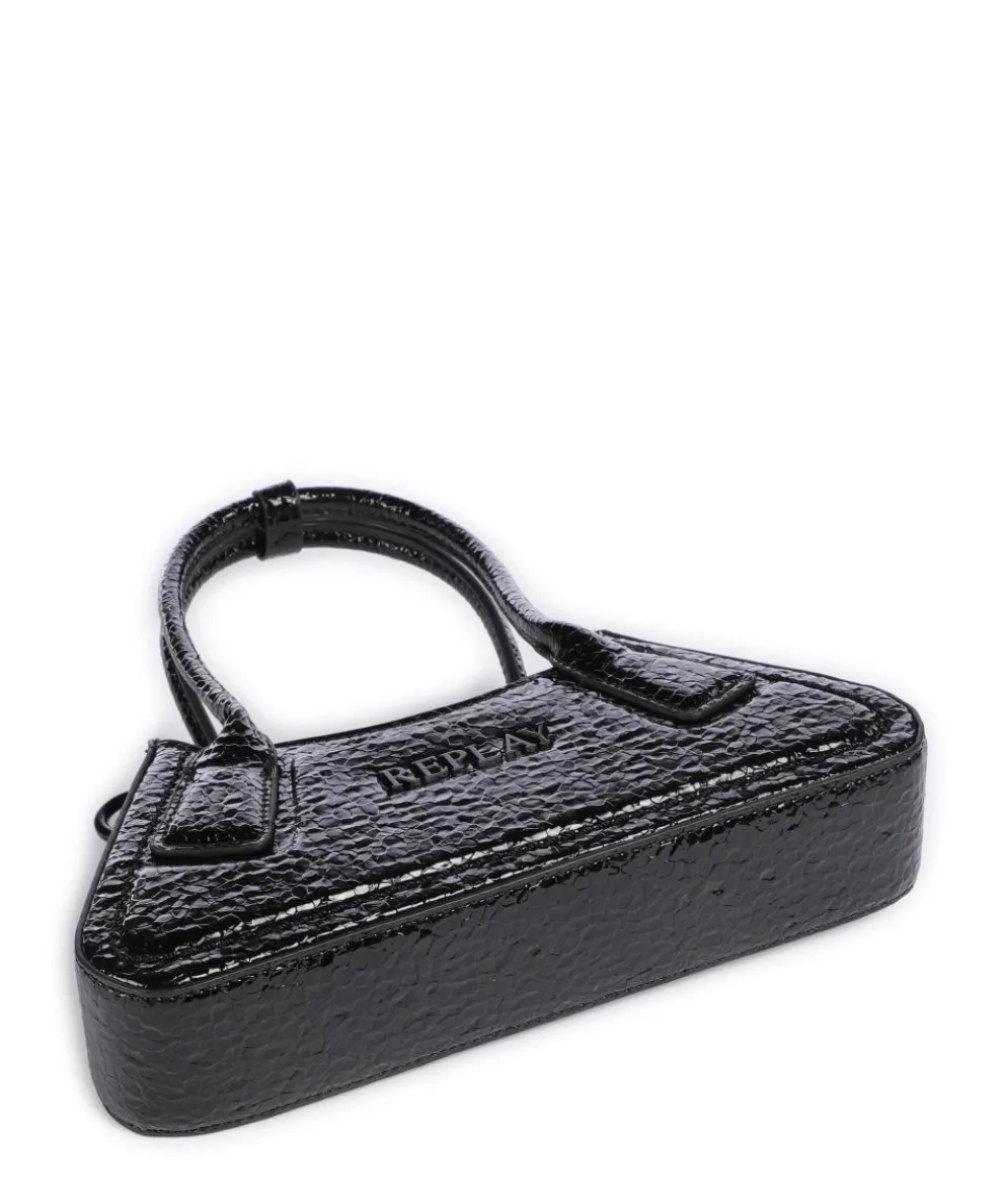 Schultertasche Lederimitat schwarz