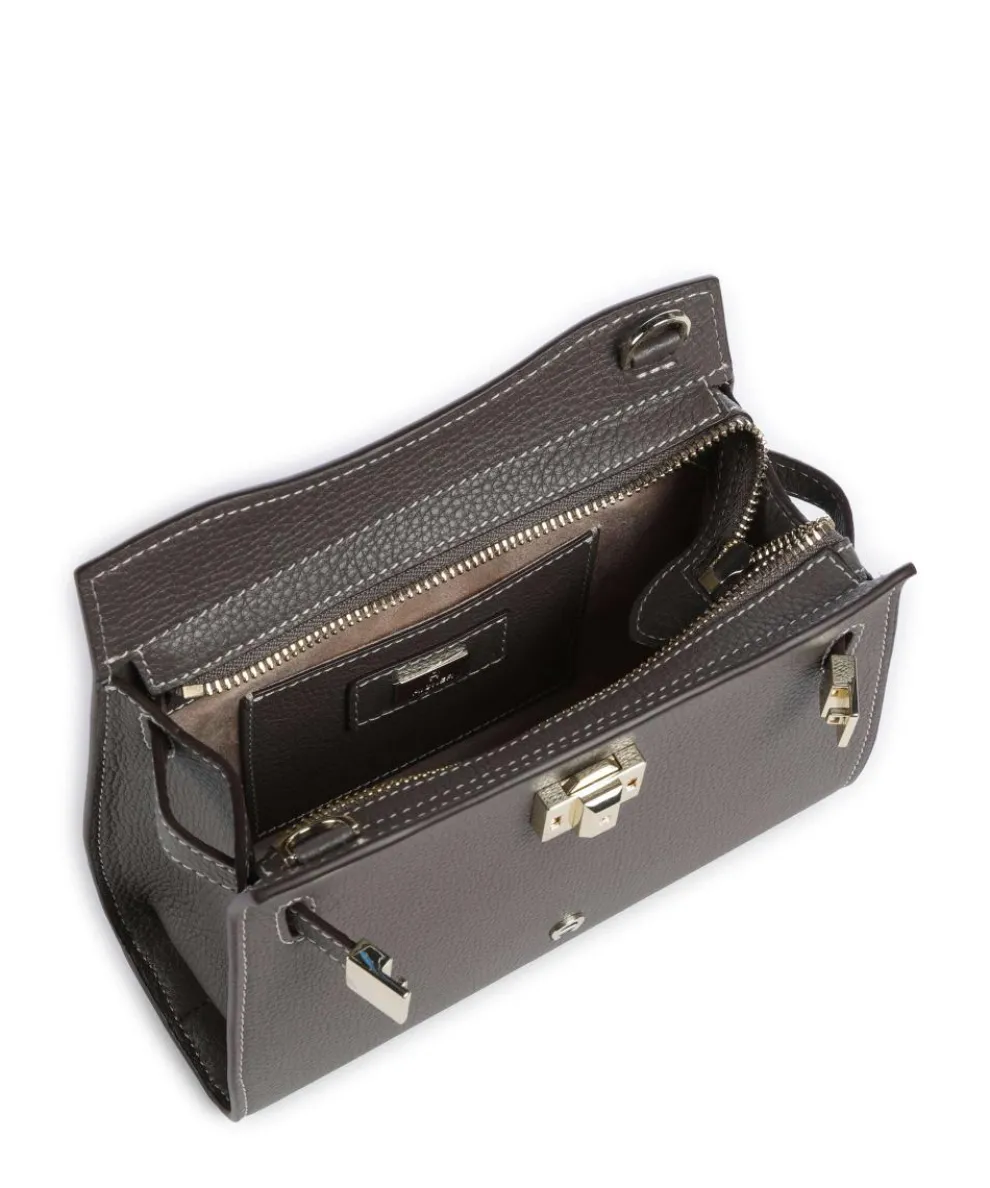 Farah S Umhängetasche genarbtes Rindsleder taupe