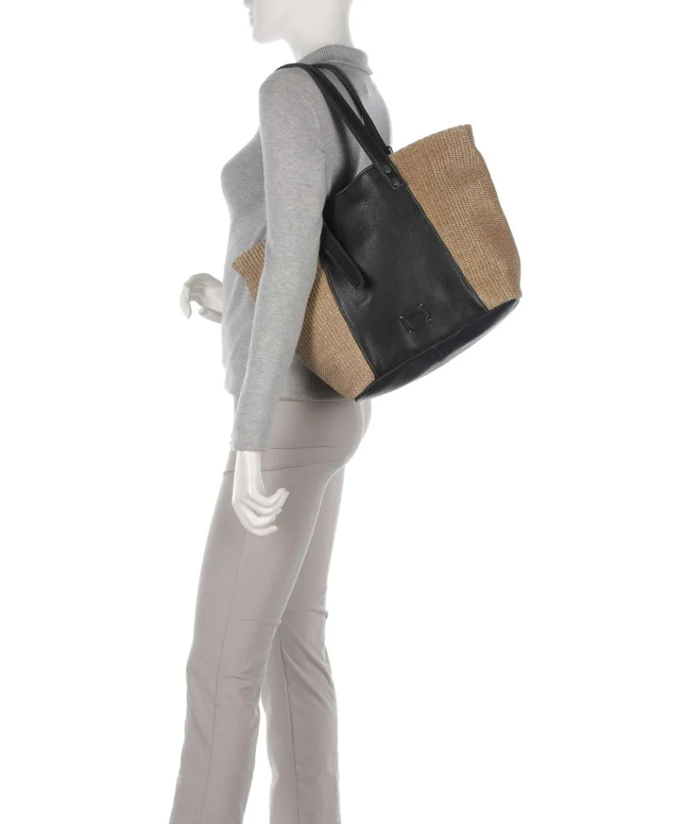 Sea you soon Shopper Polypropylen, genarbtes Leder natur/schwarz