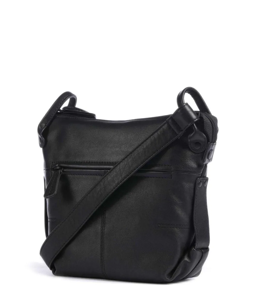 4Seasons Fjora Umhängetasche fein genarbtes Leder schwarz