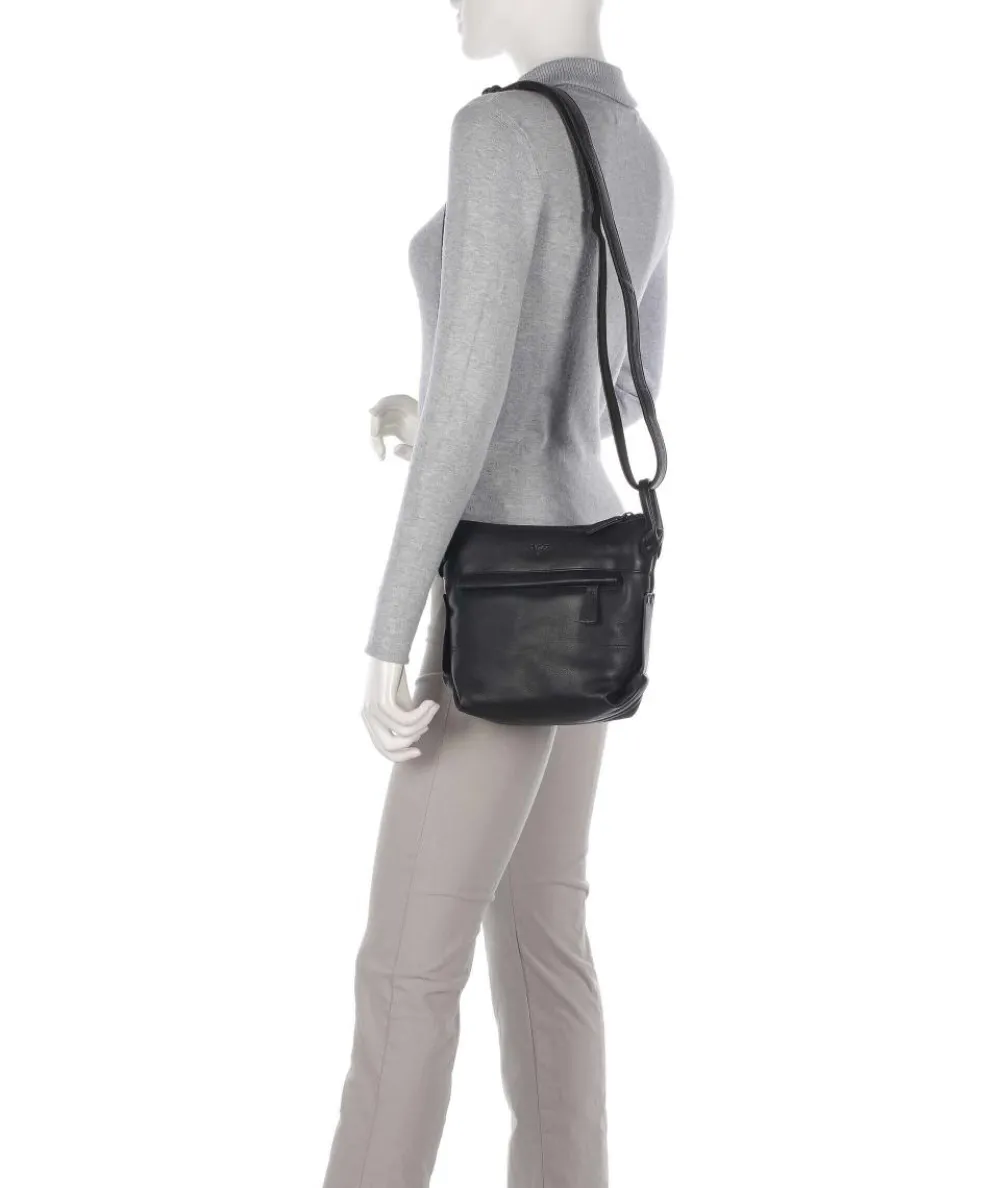 4Seasons Fjora Umhängetasche fein genarbtes Leder schwarz