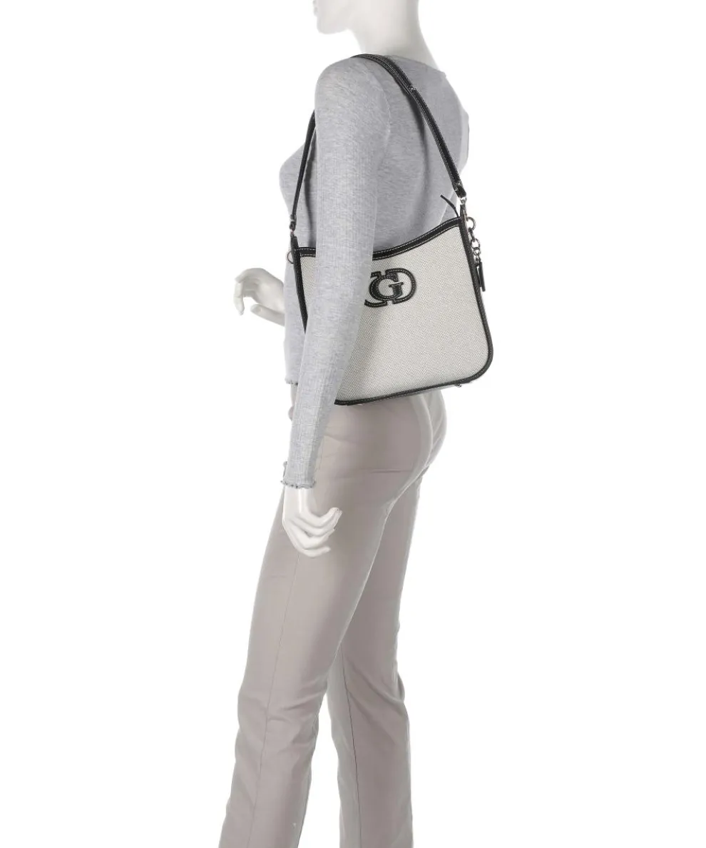 Sebina Schultertasche Baumwolle beige/schwarz