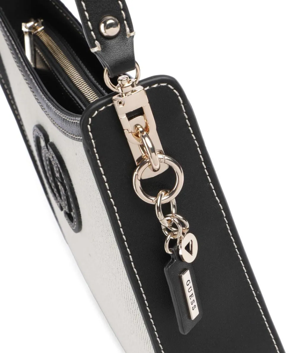 Sebina Schultertasche Baumwolle beige/schwarz