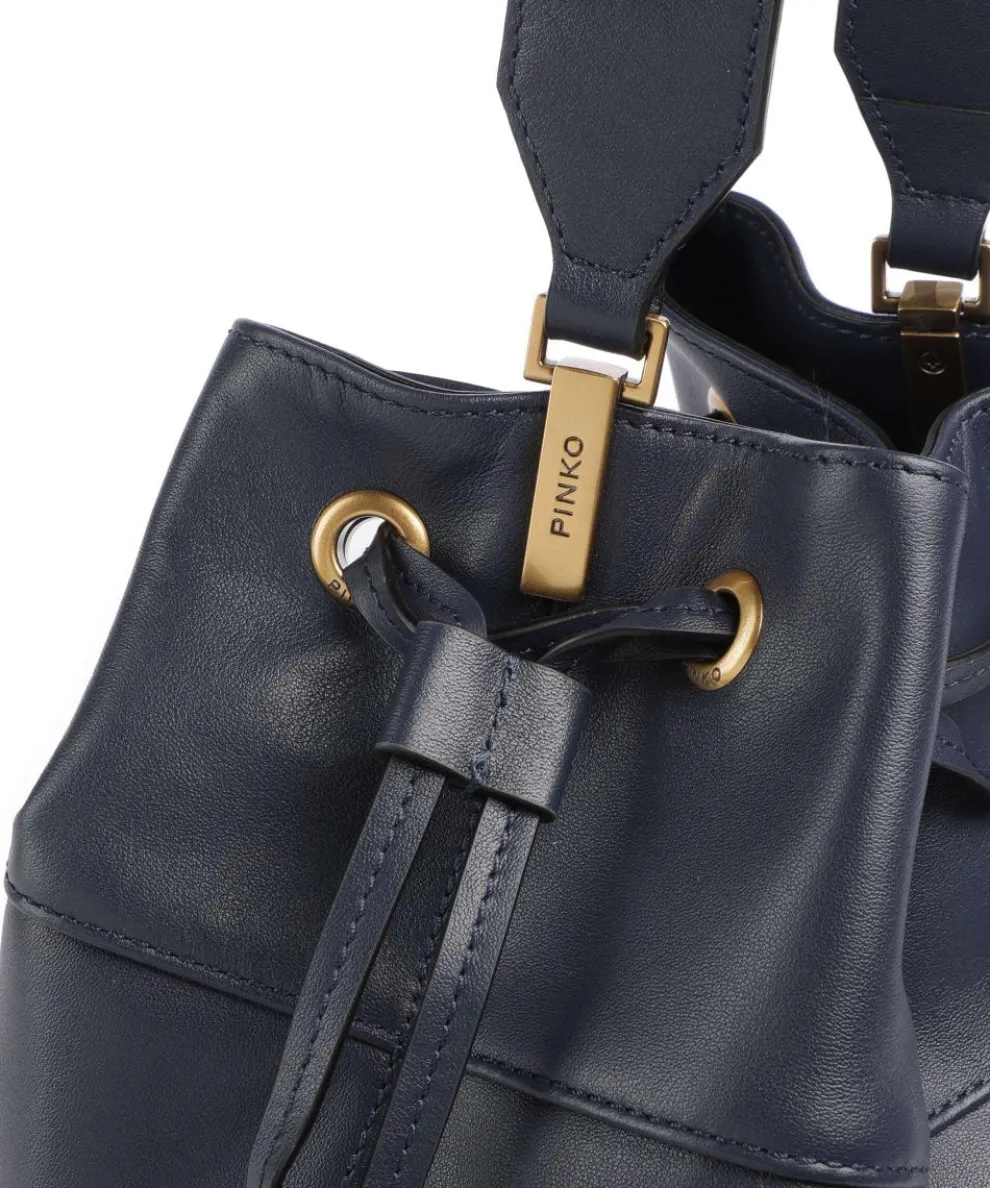 Secchiello Classic Bucket bag fein genarbtes Kalbsleder dunkelblau