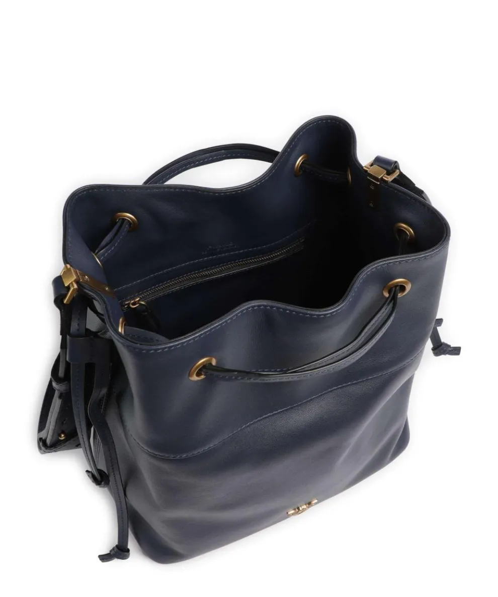 Secchiello Classic Bucket bag fein genarbtes Kalbsleder dunkelblau