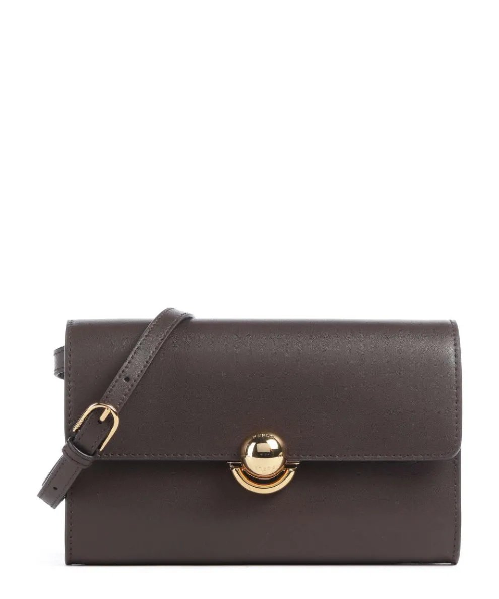 Sfera Crossbody Geldbörse fein genarbtes Leder dunkelbraun