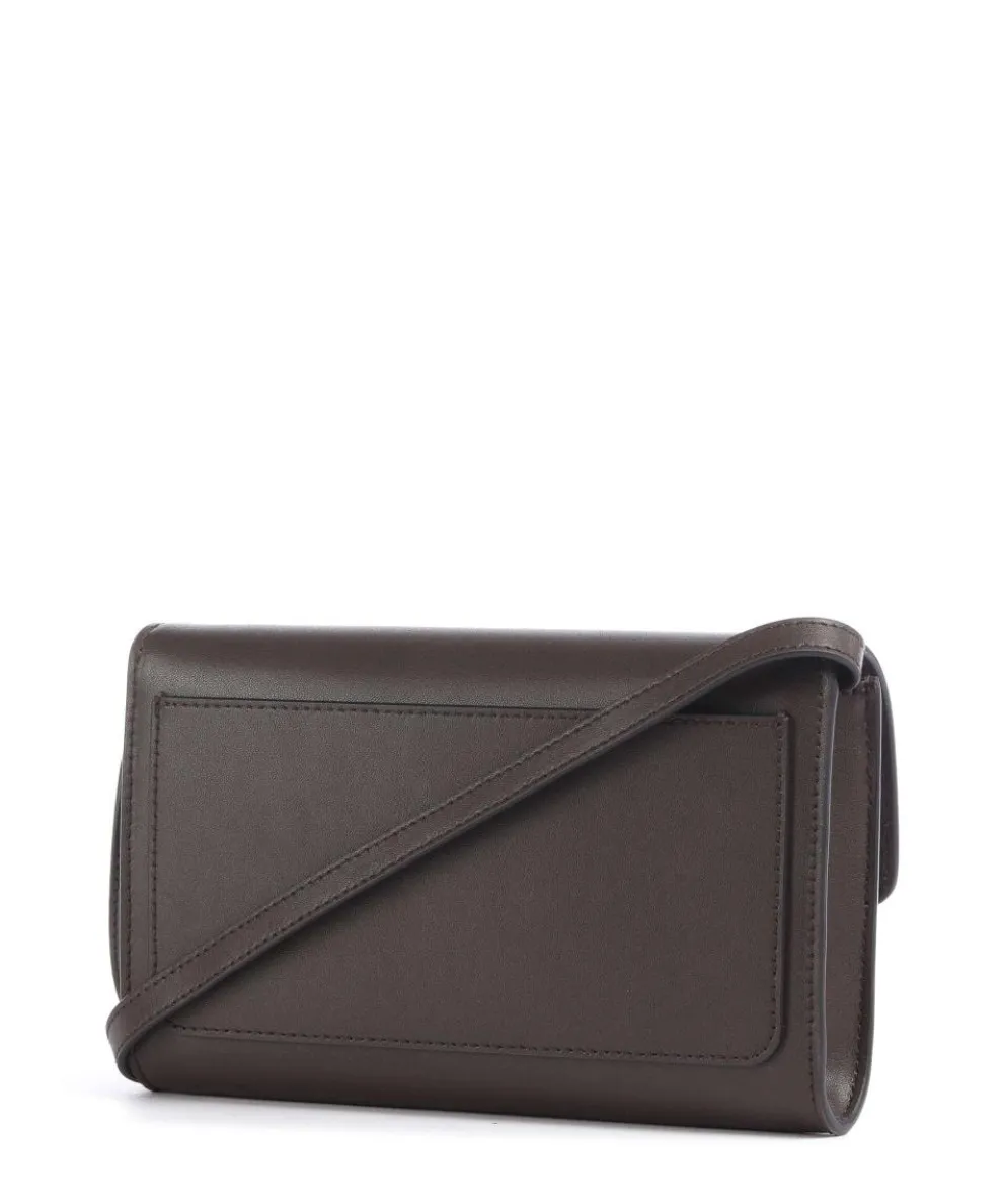 Sfera Crossbody Geldbörse fein genarbtes Leder dunkelbraun