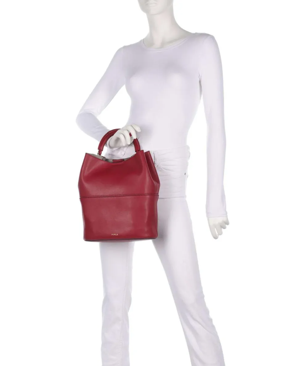 Sfera S Bucket bag fein genarbtes Leder dunkelrot