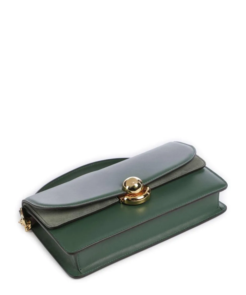 Sfera S Schultertasche fein genarbtes Leder, aufgerautes Leder dunkelgrün