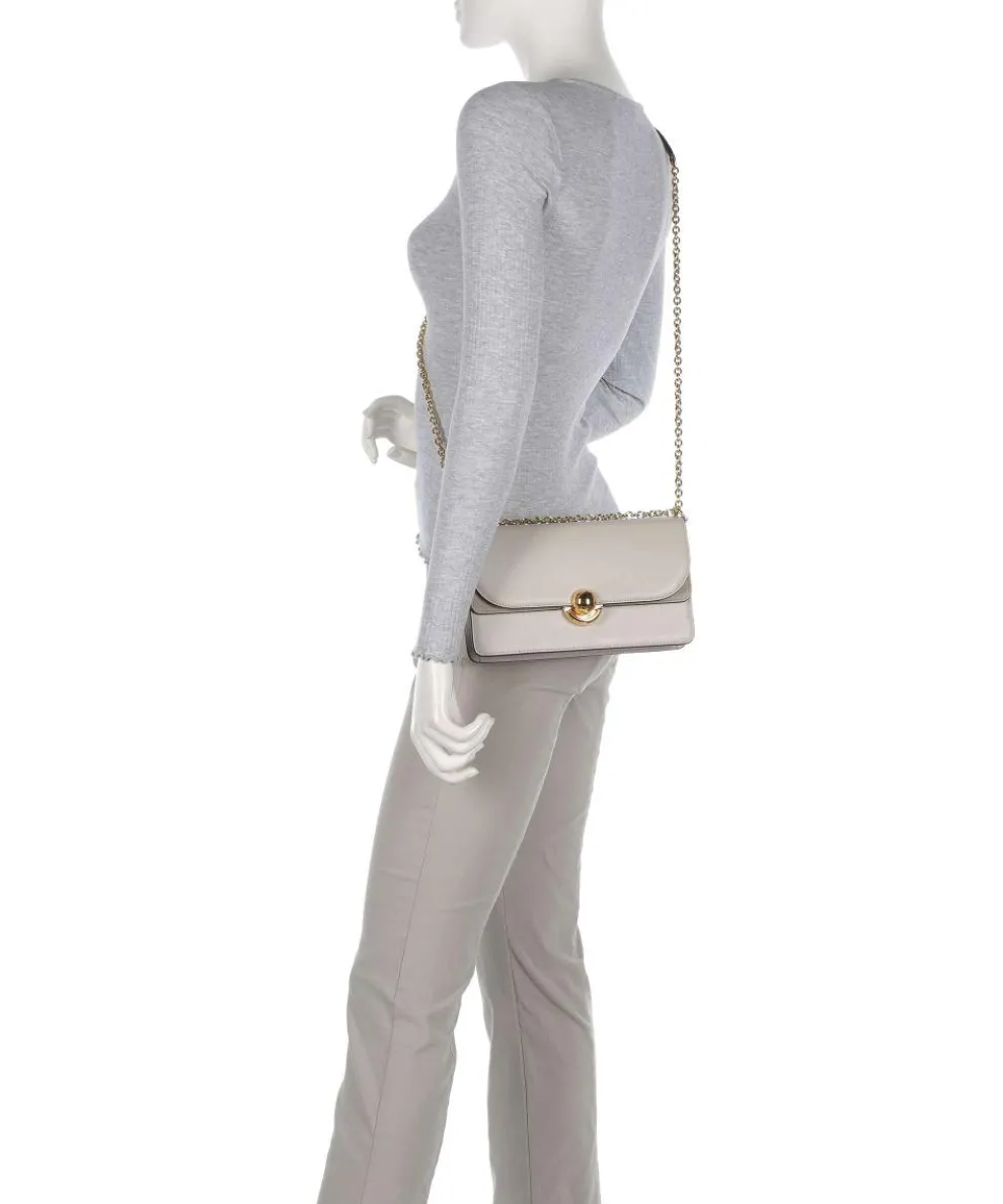 Sfera S Schultertasche fein genarbtes Leder, aufgerautes Leder beige