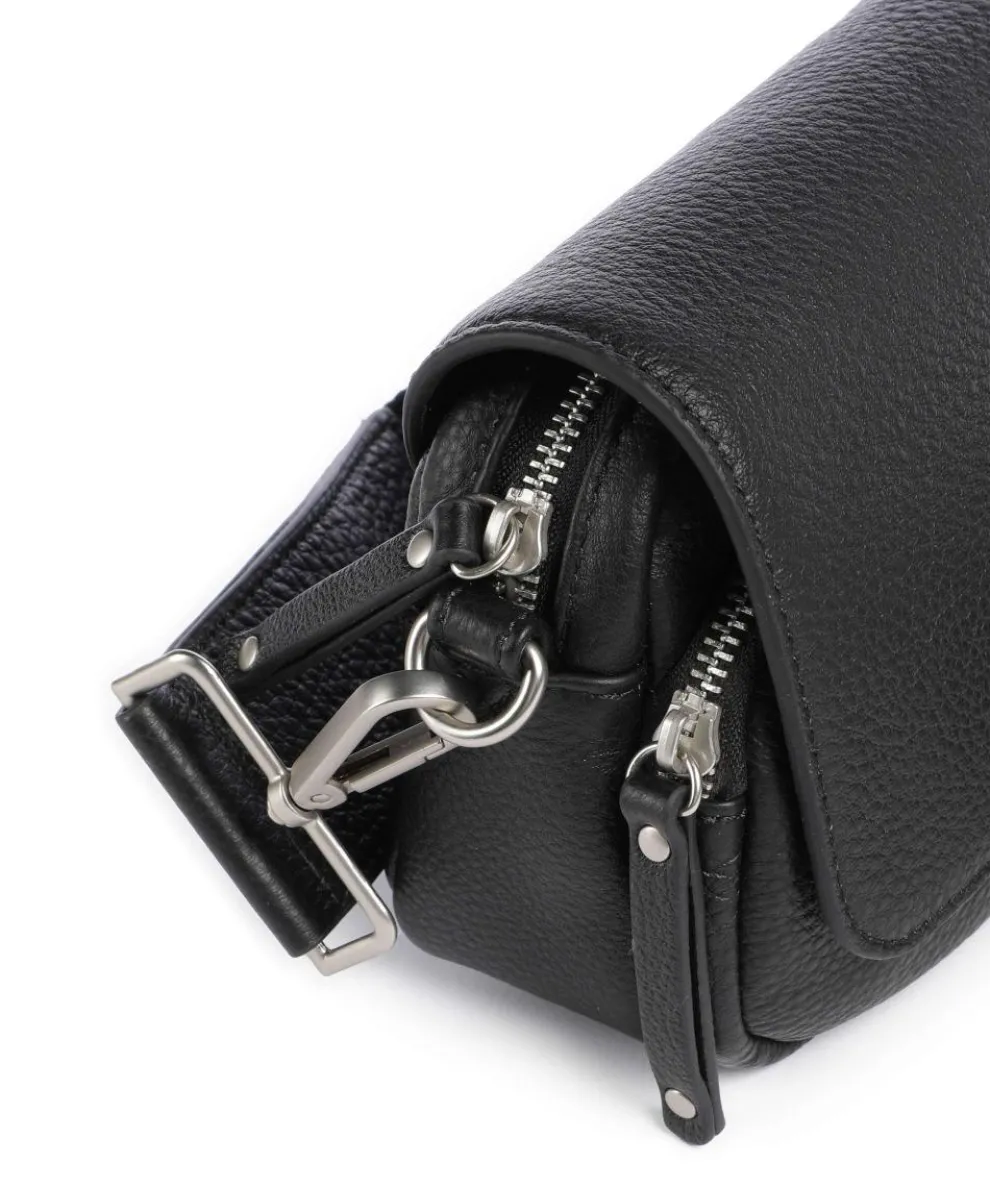 Sha Na Na Umhängetasche genarbtes Rindsleder schwarz