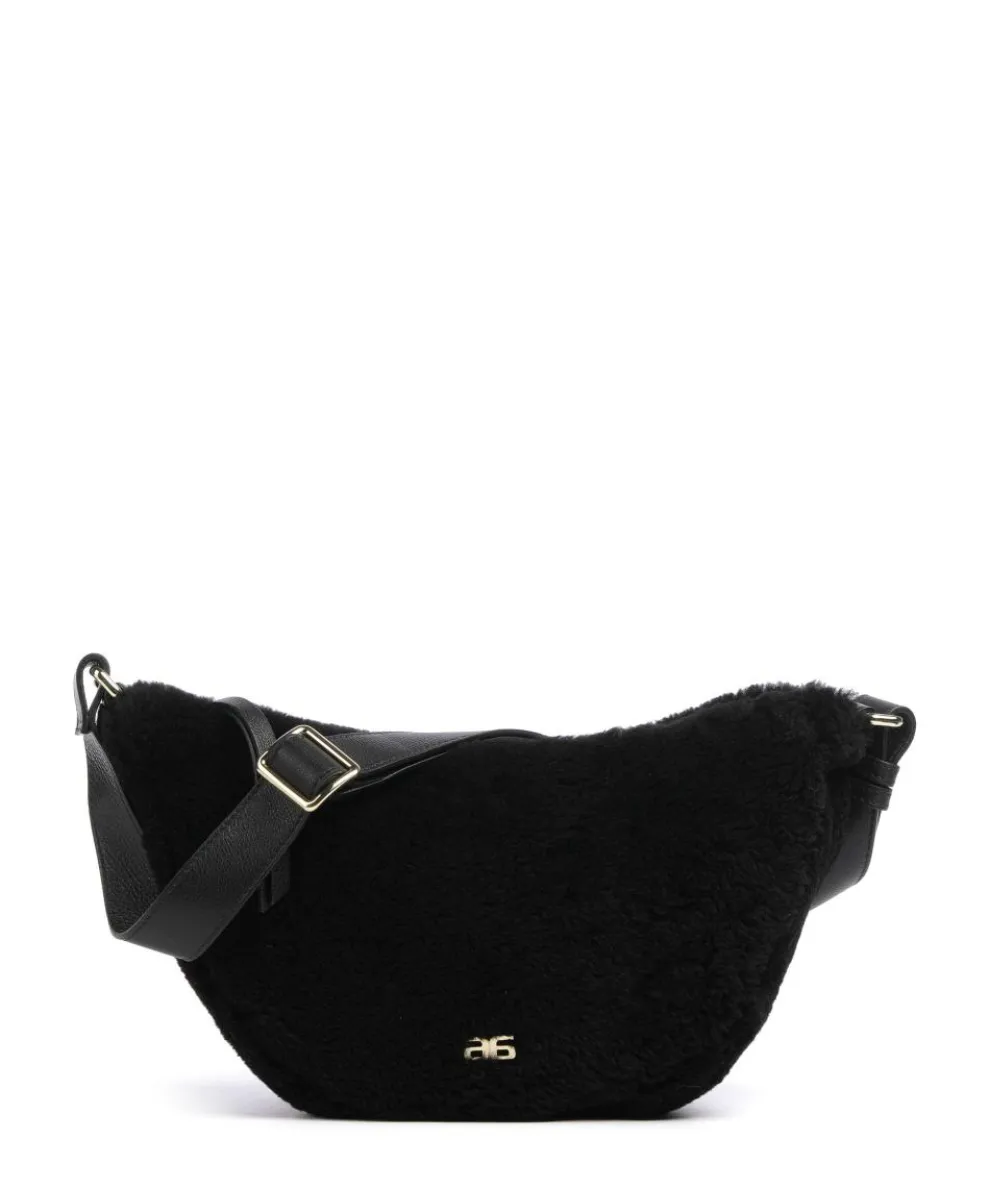 Shearling By My Side Umhängetasche Fell, genarbtes Rindsleder schwarz