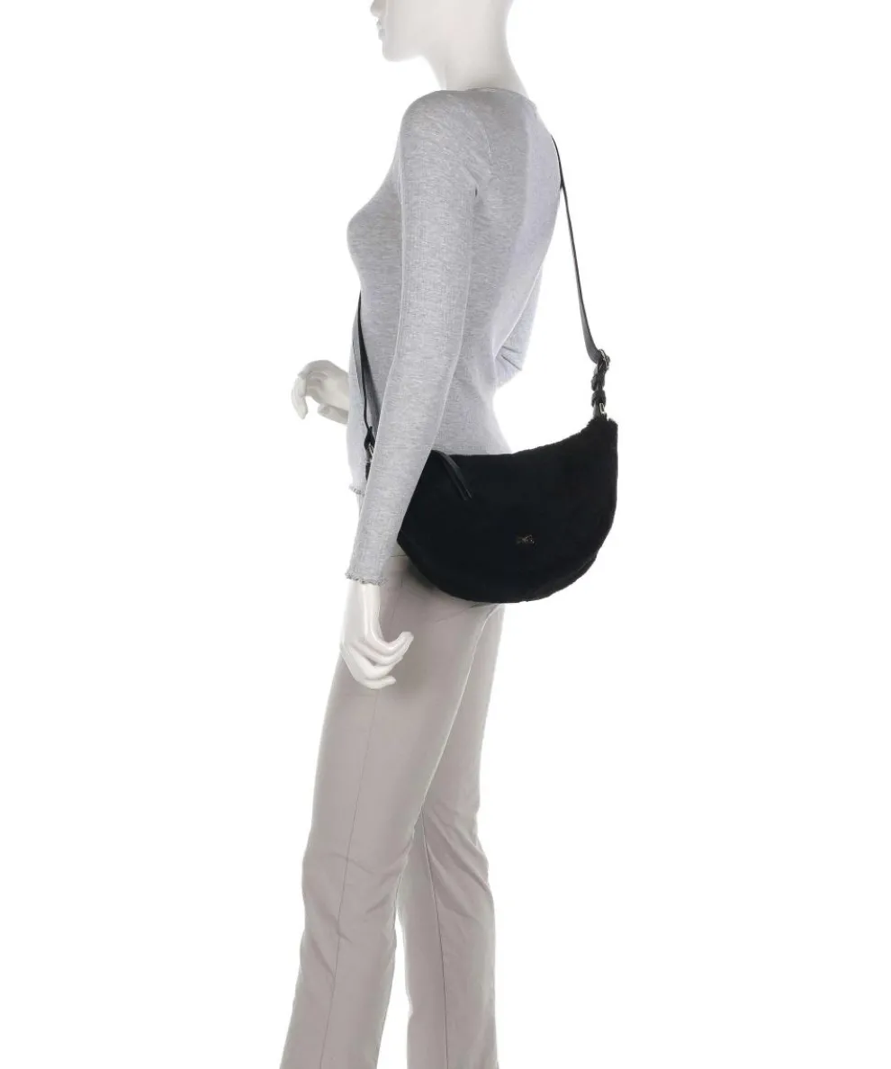 Shearling By My Side Umhängetasche Fell, genarbtes Rindsleder schwarz