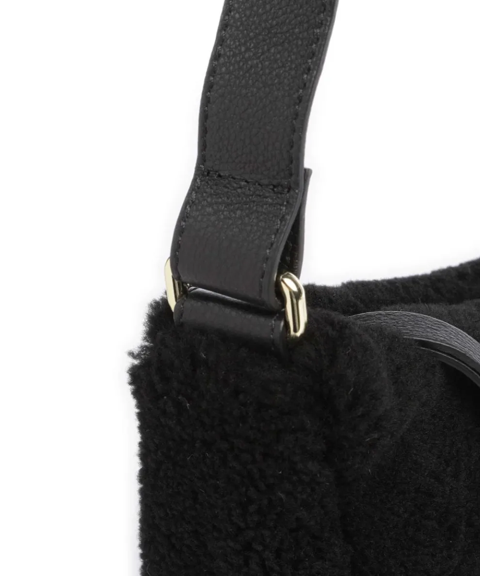 Shearling By My Side Umhängetasche Fell, genarbtes Rindsleder schwarz