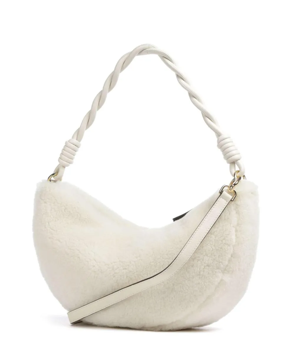 Shearling Moon Schultertasche Fell elfenbein