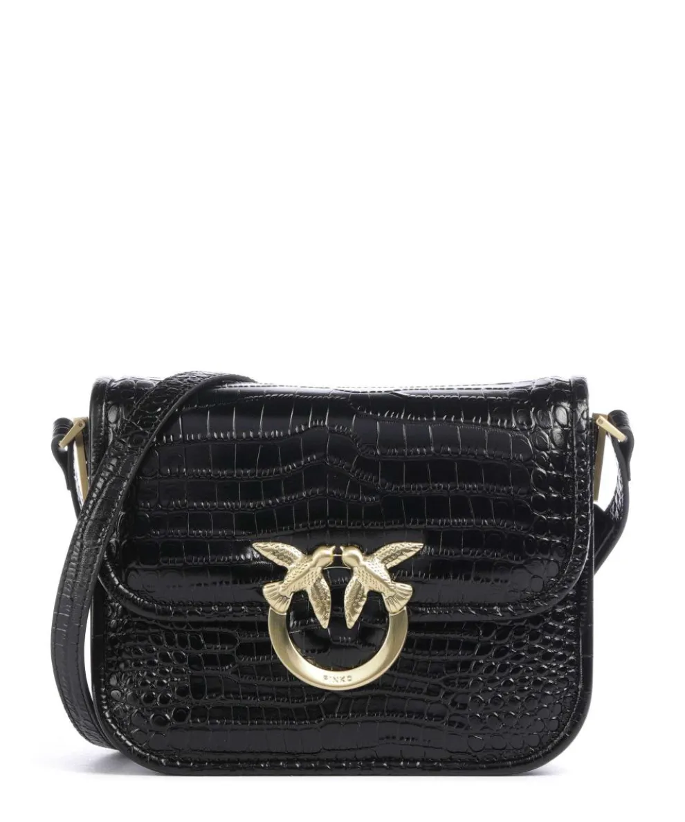 Love Box Mini Umhängetasche geprägtes Leder schwarz