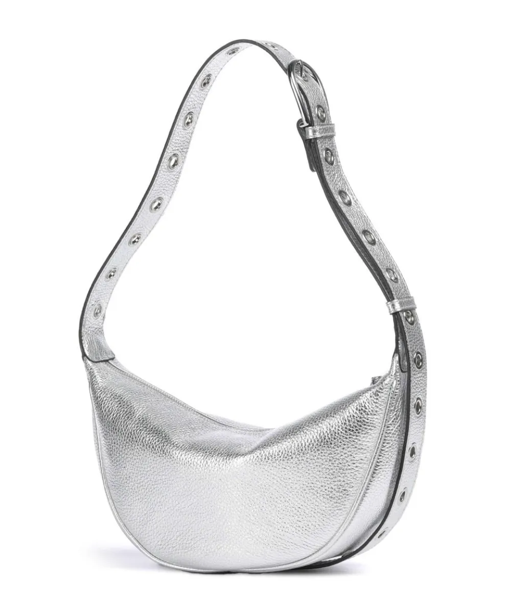 Shimmer By My Side Schultertasche genarbtes Rindsleder silber