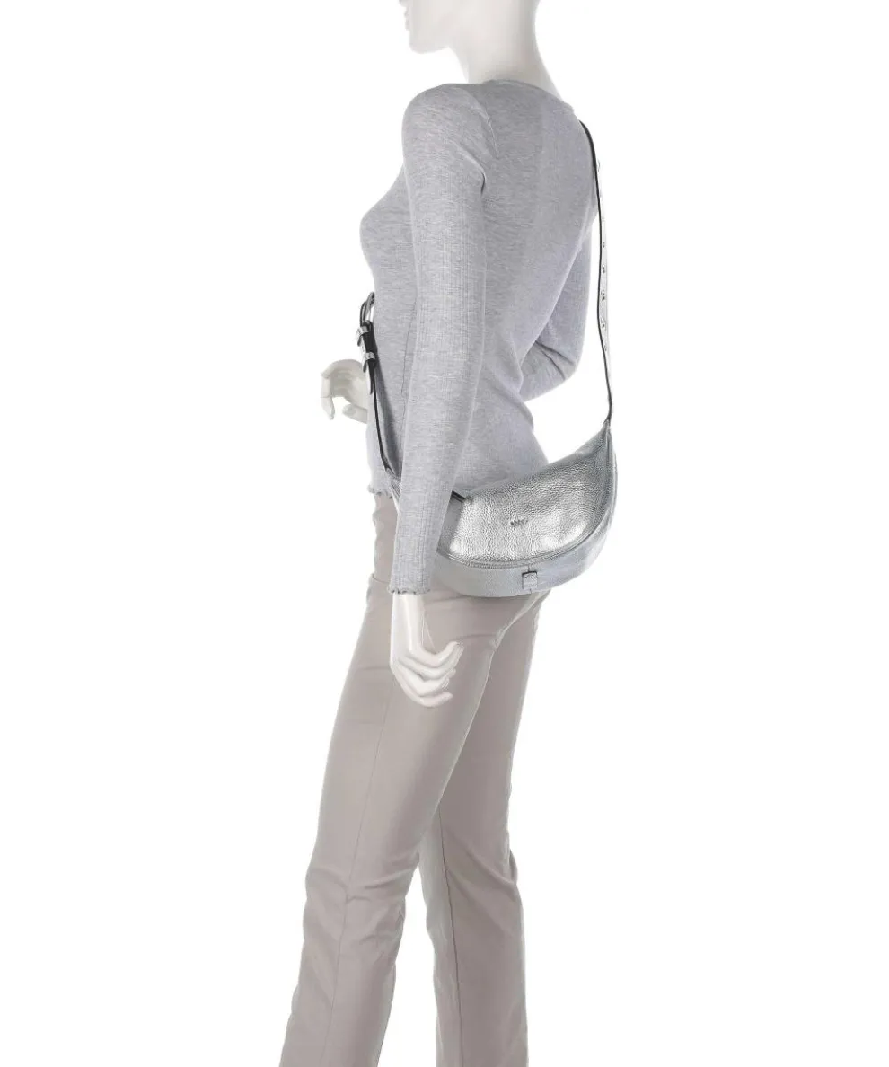 Shimmer By My Side Schultertasche genarbtes Rindsleder silber