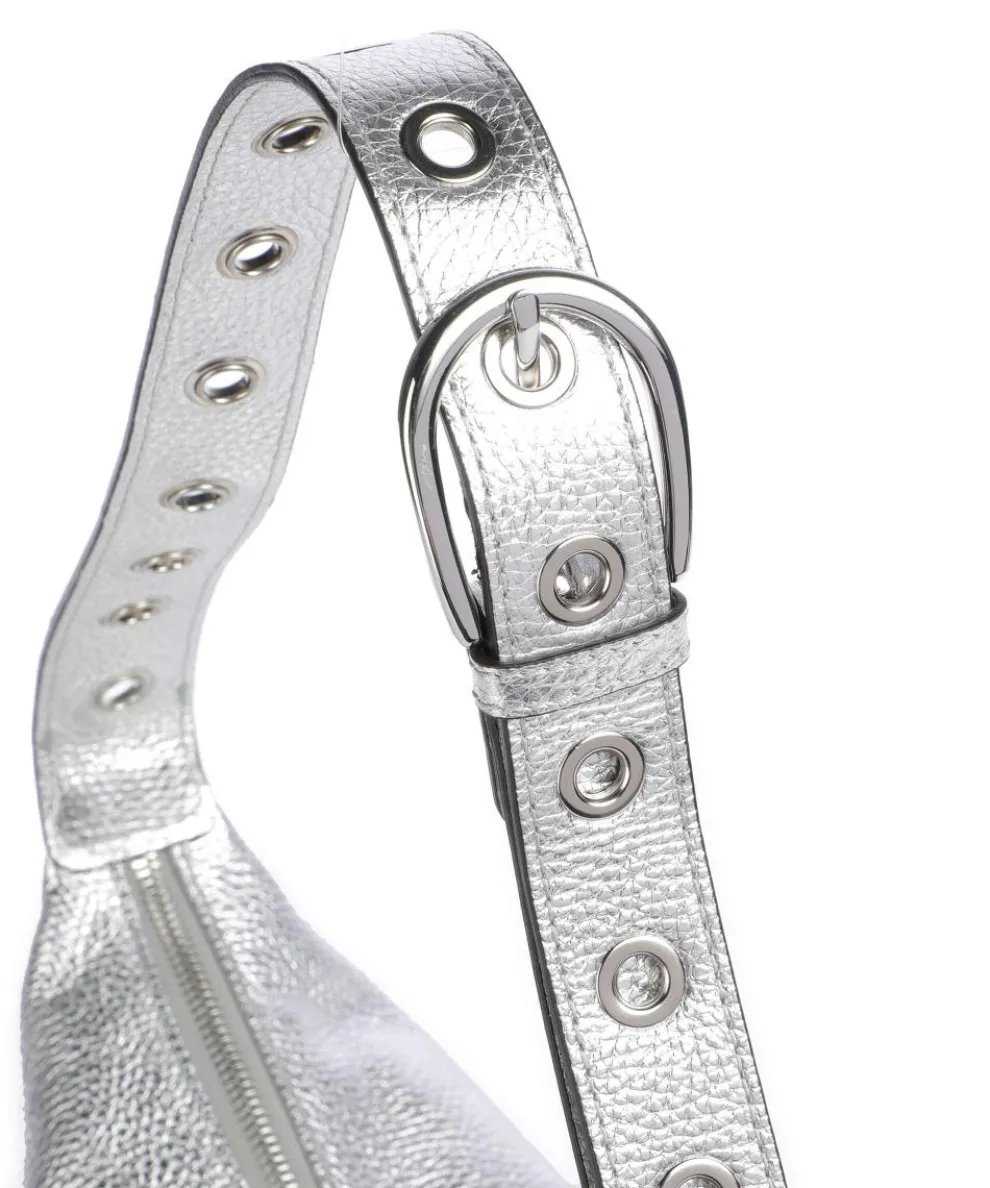 Shimmer By My Side Schultertasche genarbtes Rindsleder silber