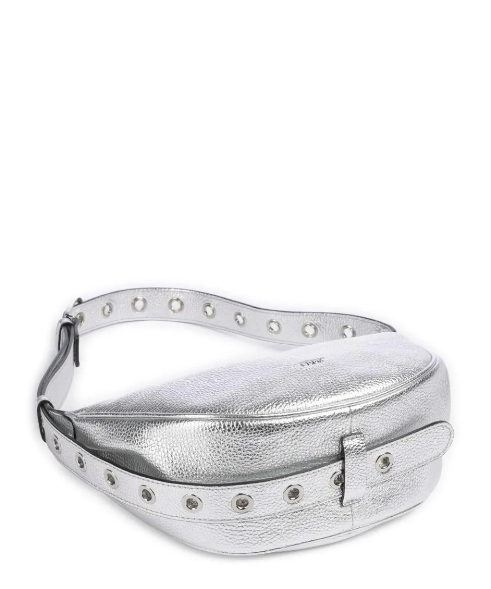 Shimmer By My Side Schultertasche genarbtes Rindsleder silber