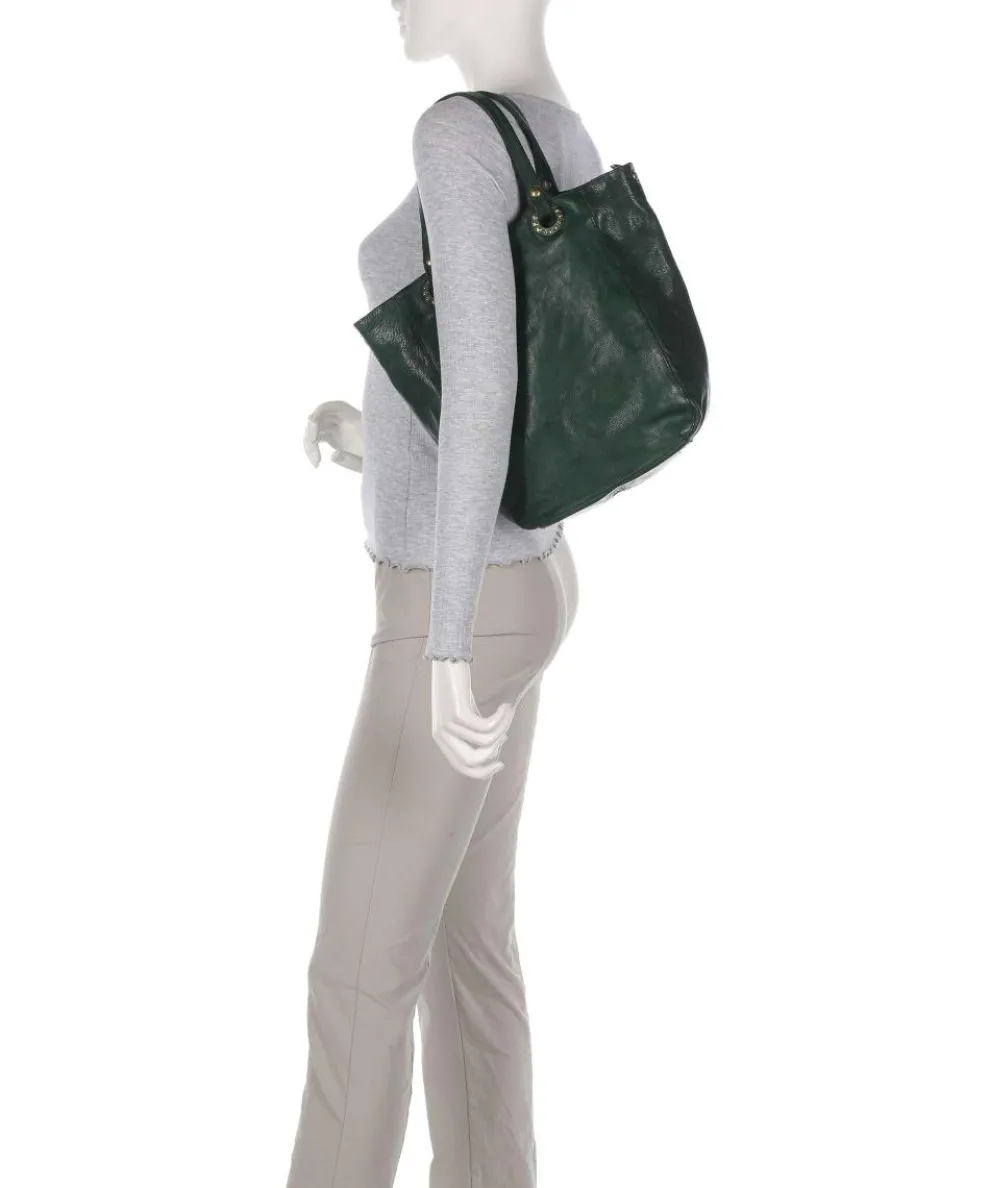 Shopper genarbtes Rindsleder dunkelgrün